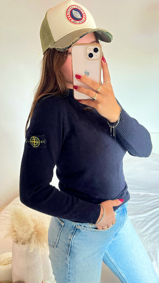 Pull Stone Island bleu marine en laine - S/M