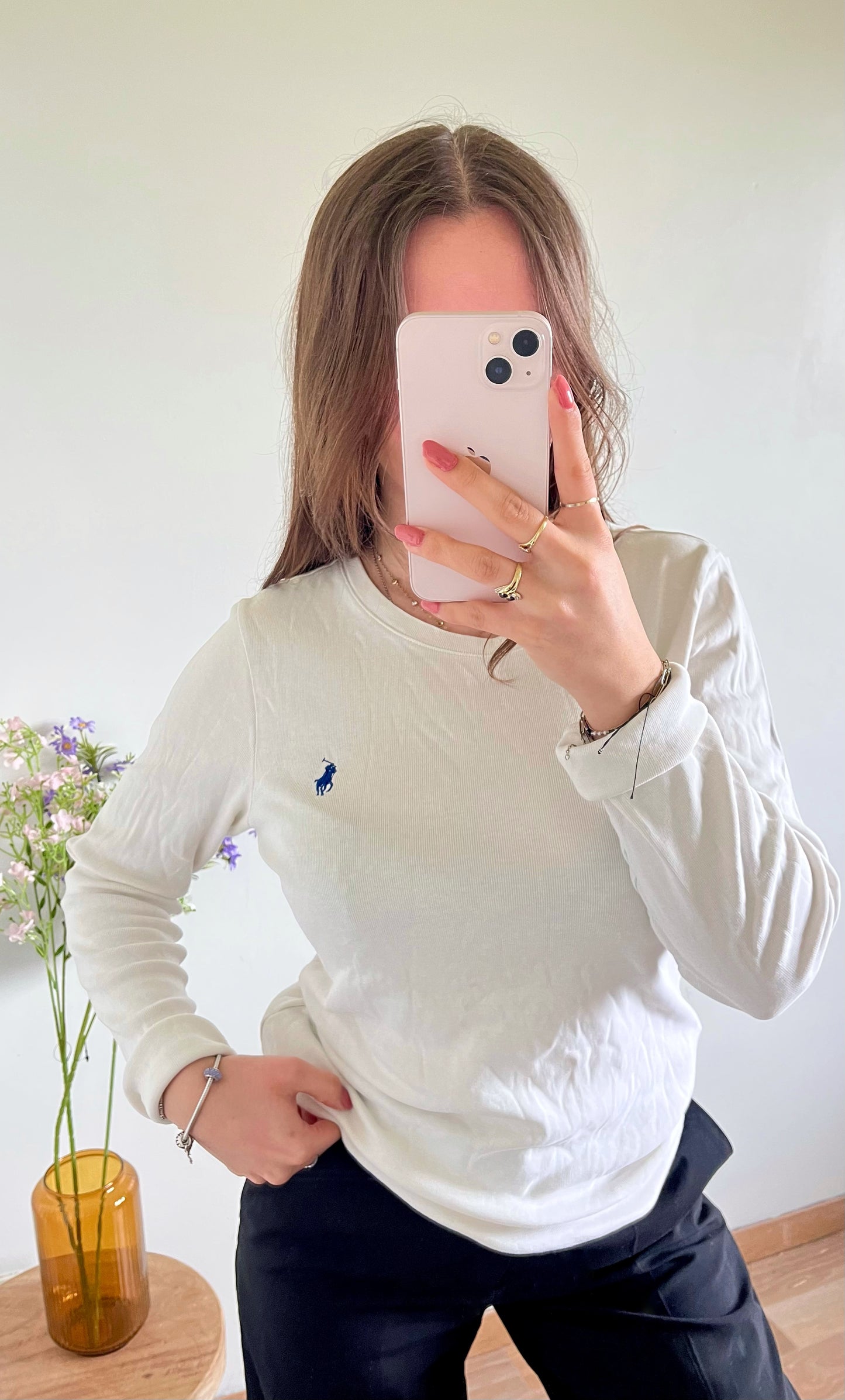 Pull col rond blanc Ralph Lauren - M