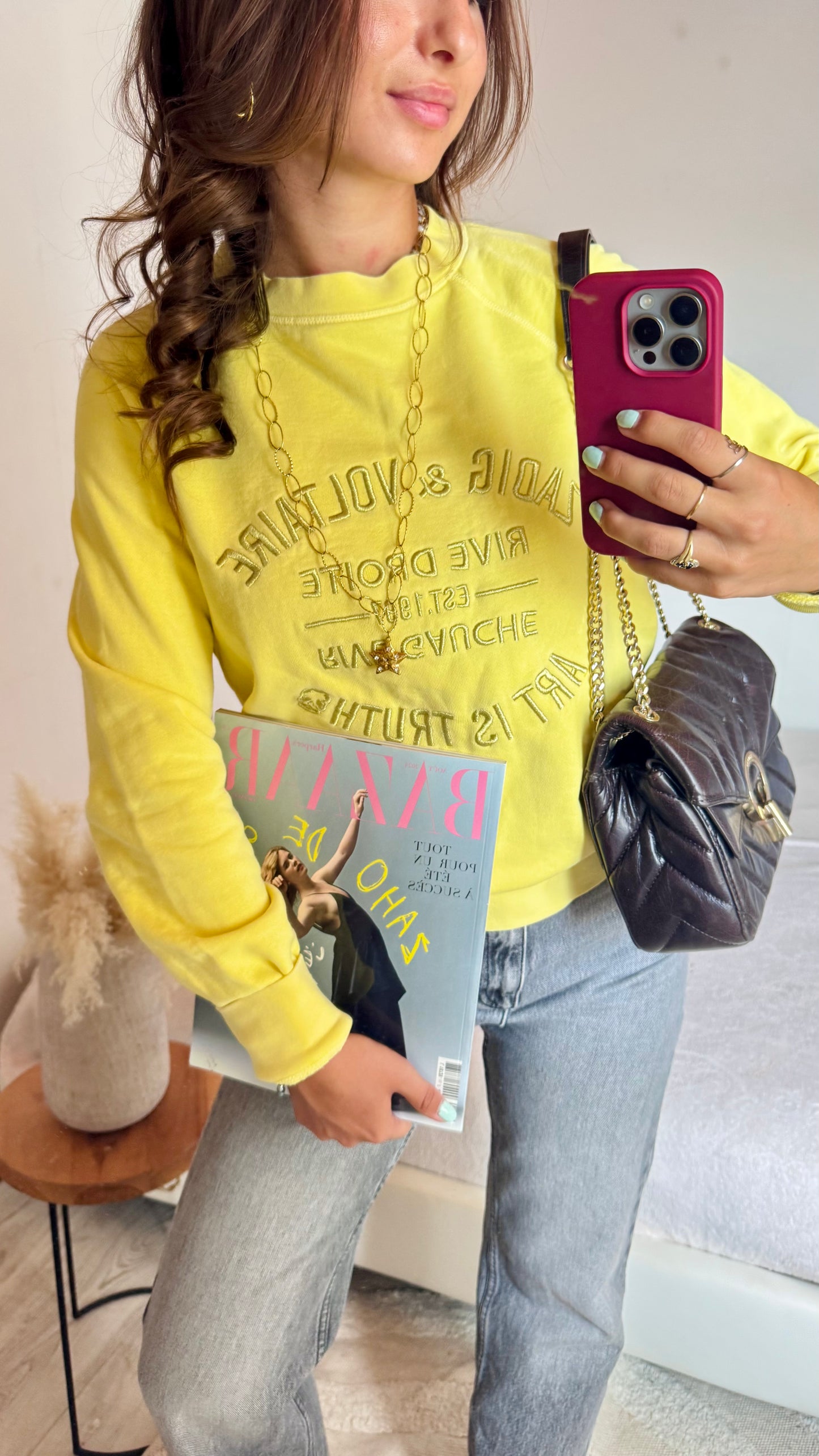Sweat col rond jaune Zadig & Voltaire - M