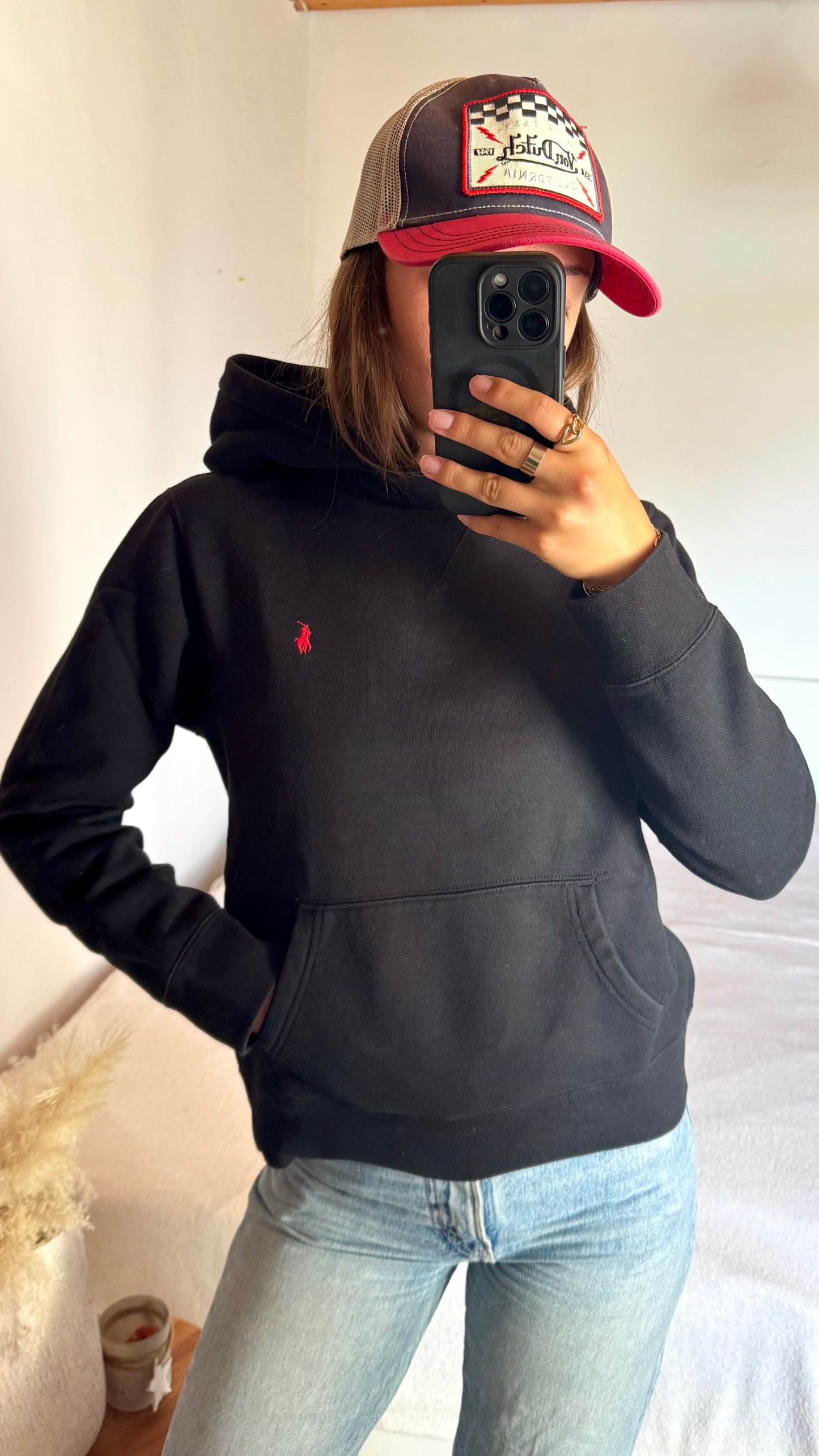Sweat à capuche noir Ralph Lauren - XS/S