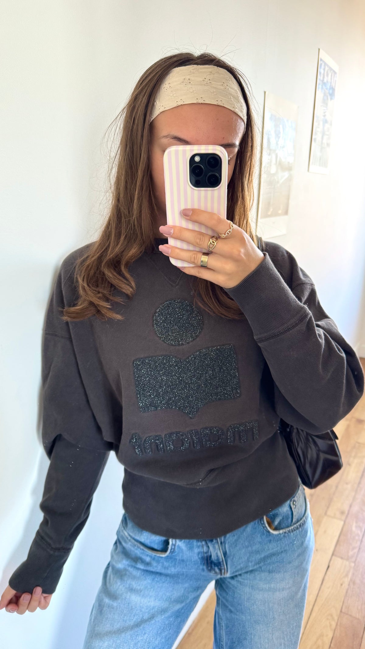 Sweat noir gris pailleté Isabel Marant - S