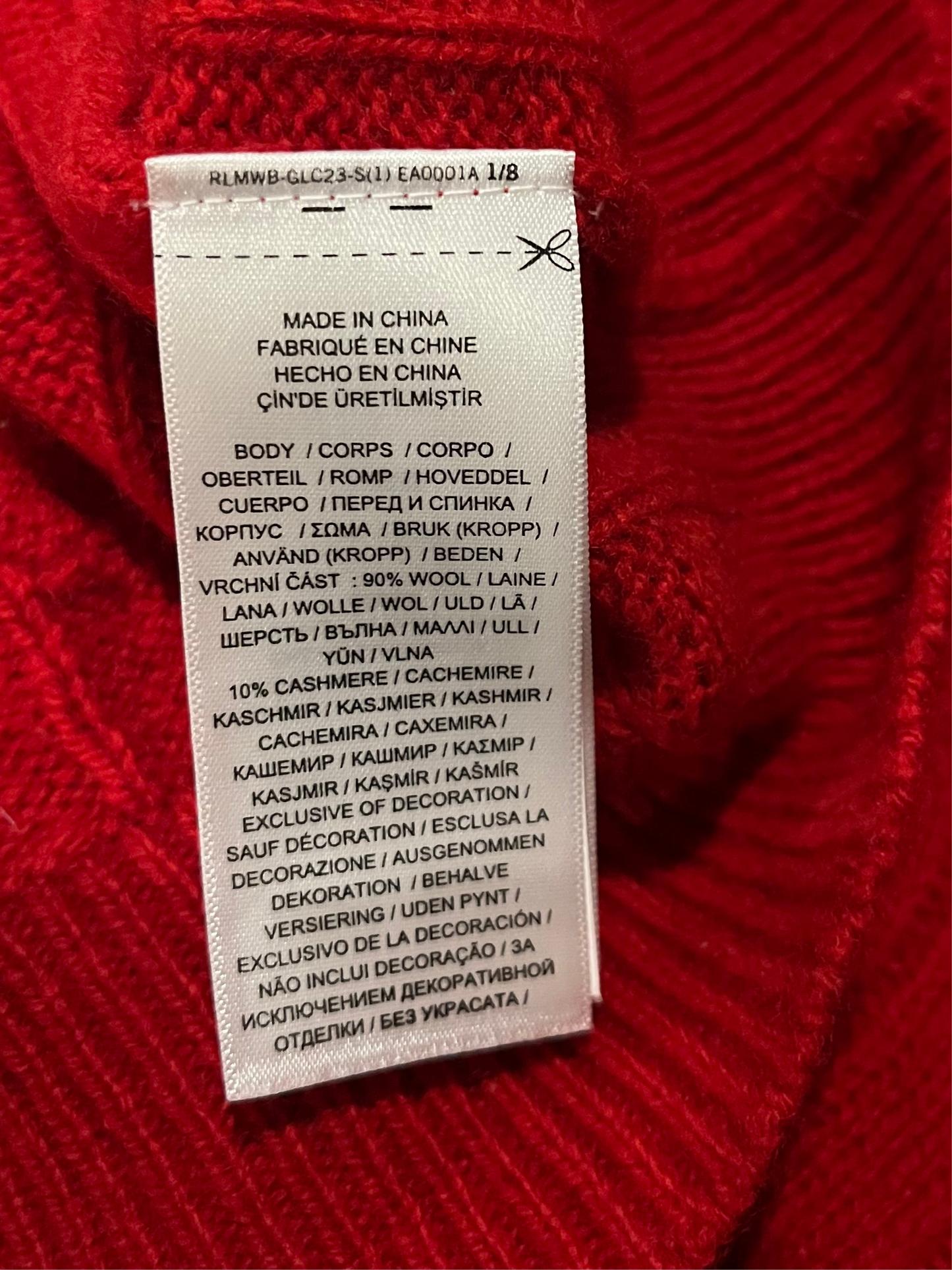 Pull torsadé laine & cachemire rouge Ralph Lauren - M