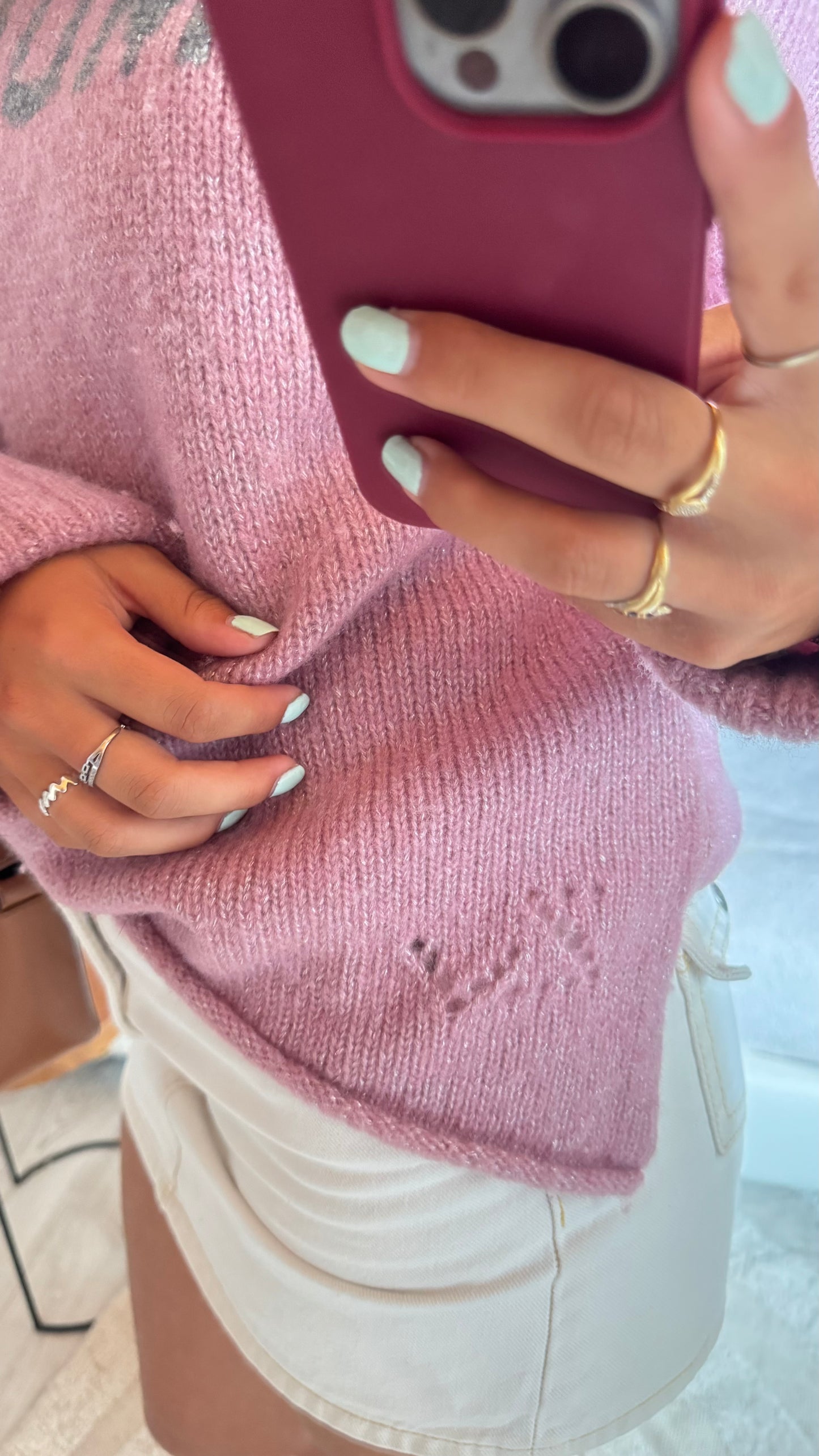 Pull en laine pailleté rose Zadig & Voltaire - S