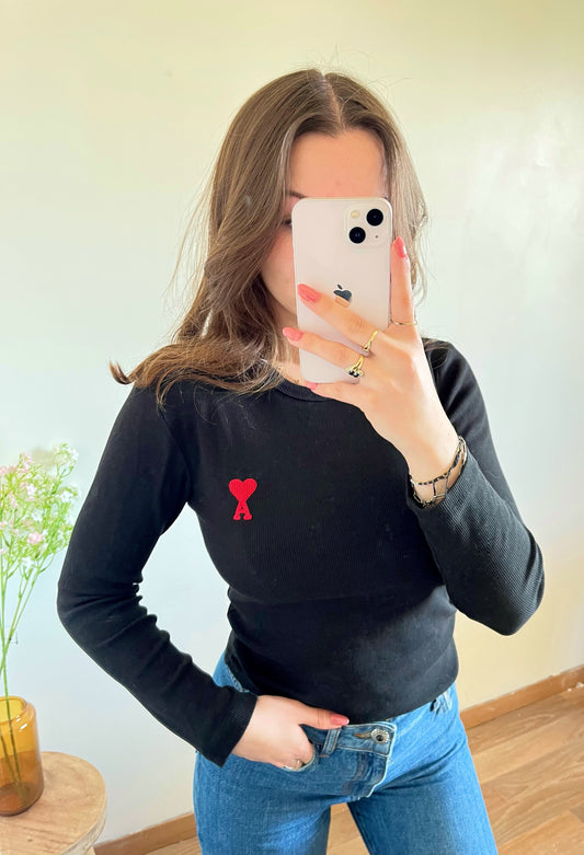 Pull léger noir Ami Paris - S