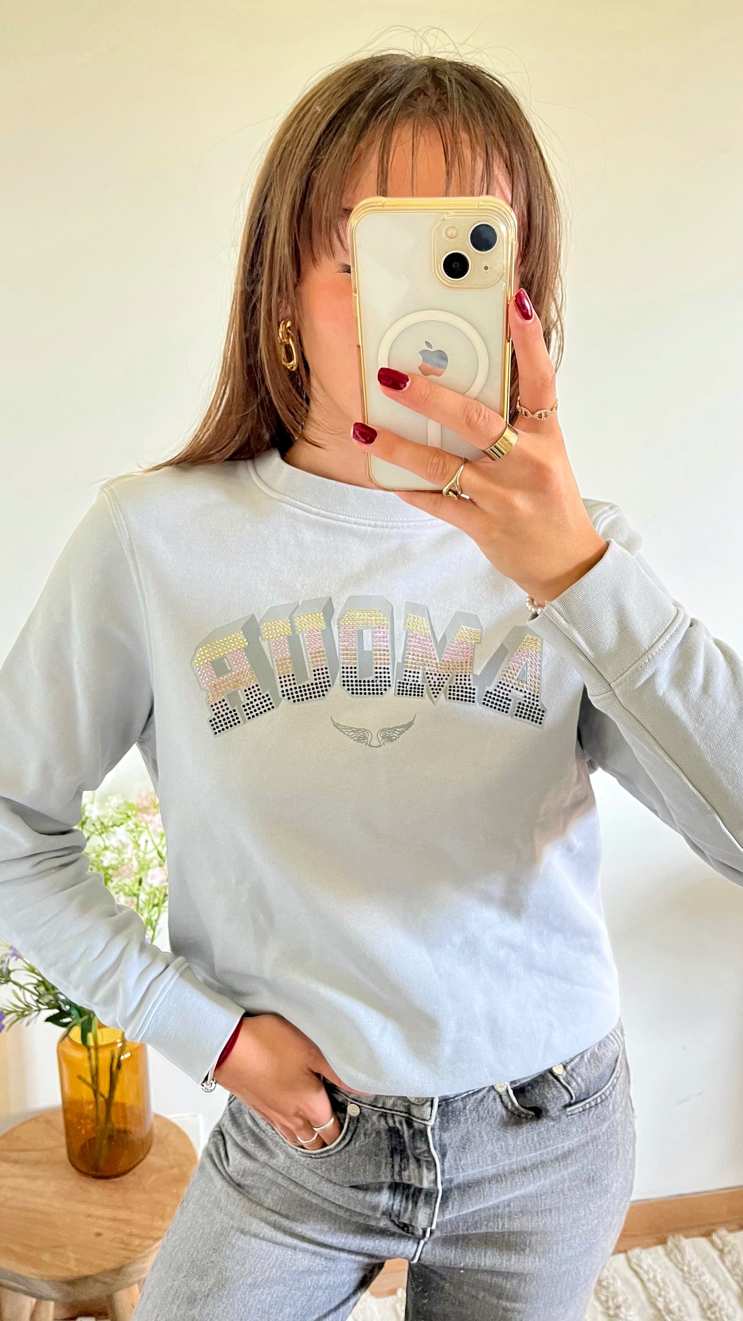 Sweat Zadig & Voltaire gris strass - M