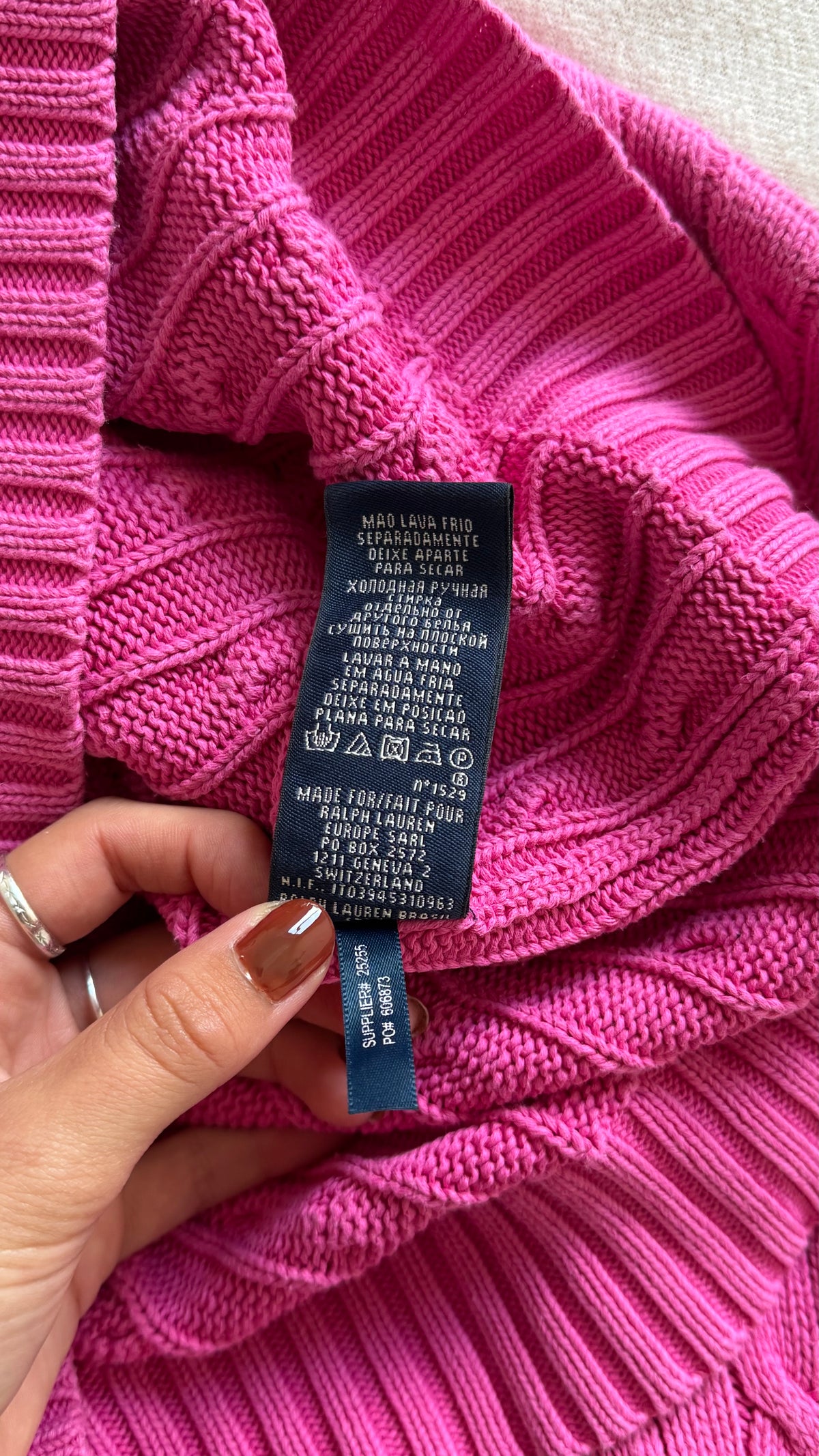 Pull col V torsadé rose Ralph Lauren - M