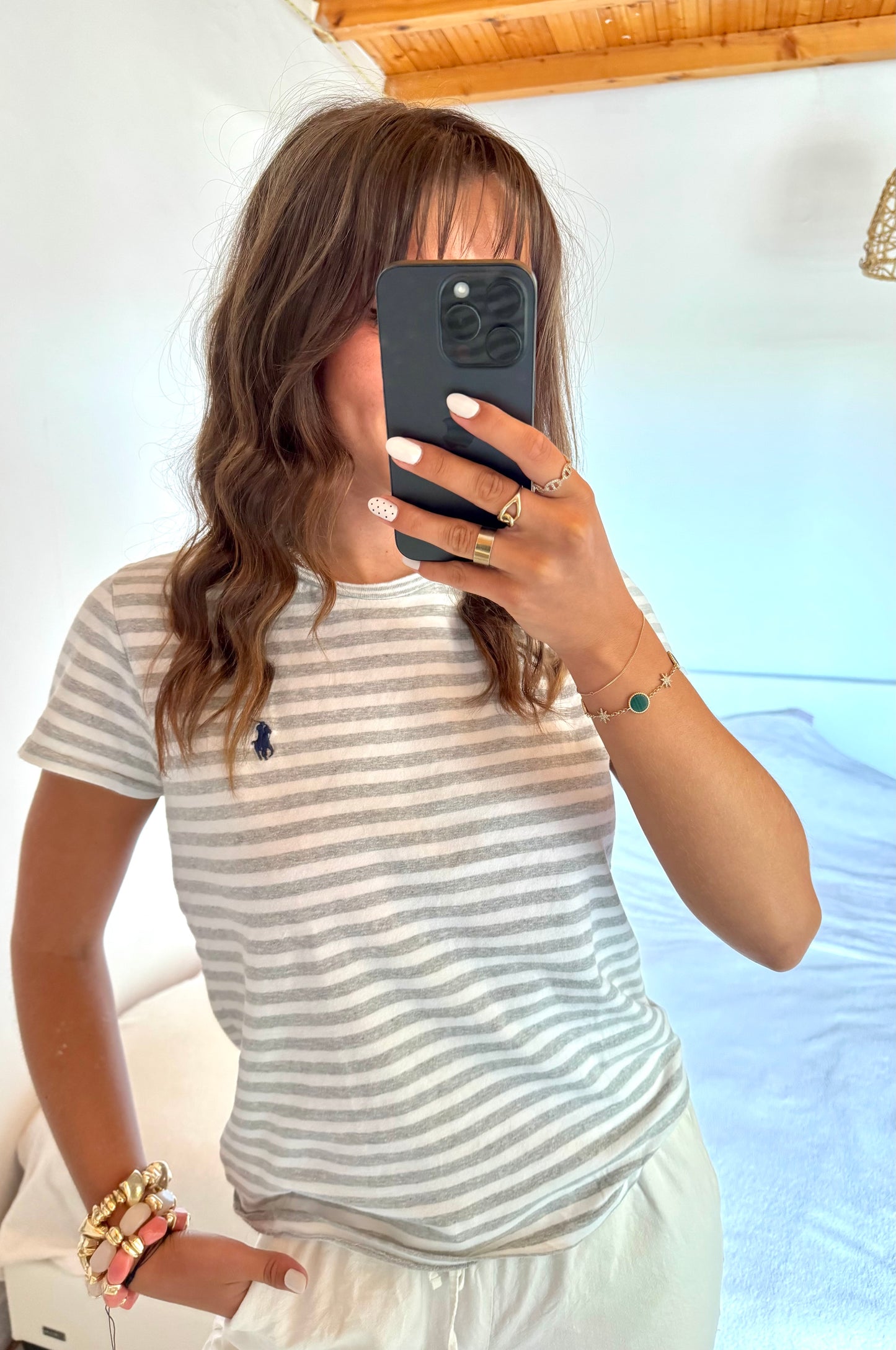 T-shirt marinière gris Ralph Lauren - S