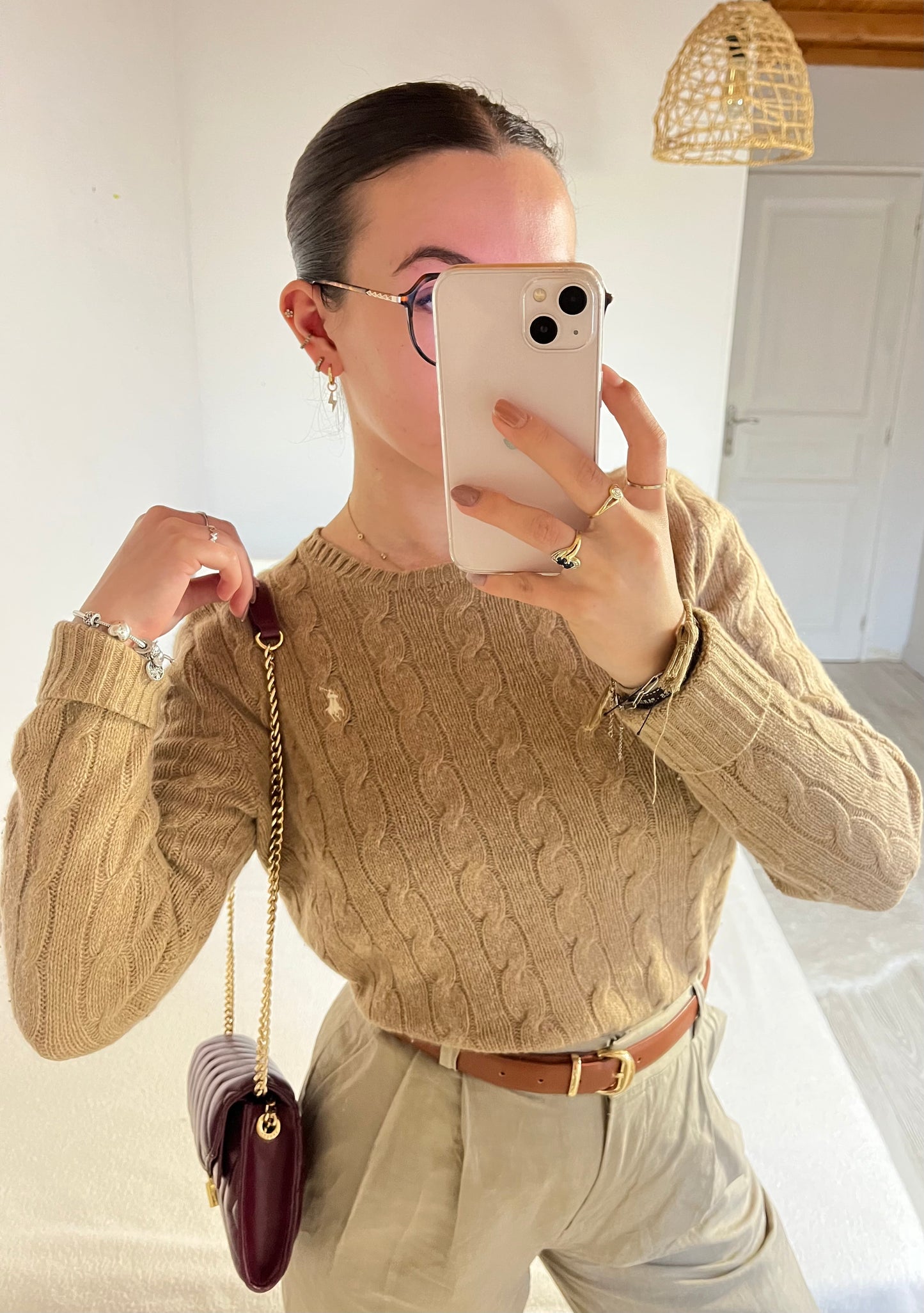 Pull torsadé beige laine & cachemire - L