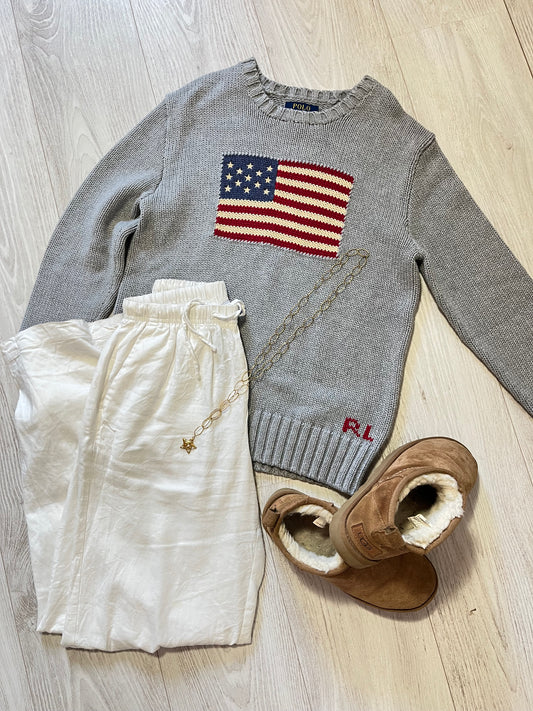 Pull American Flag gris Ralph Lauren - M