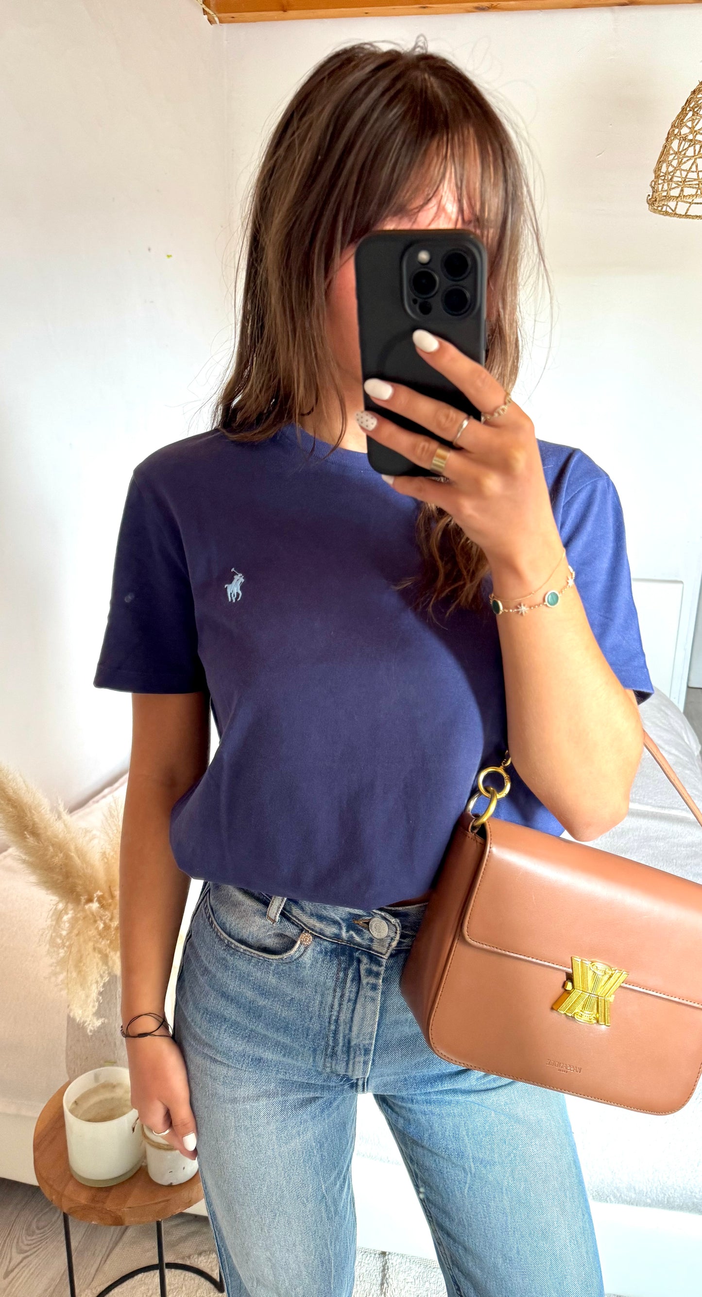 T-shirt bleu marine col rond Ralph Lauren - S