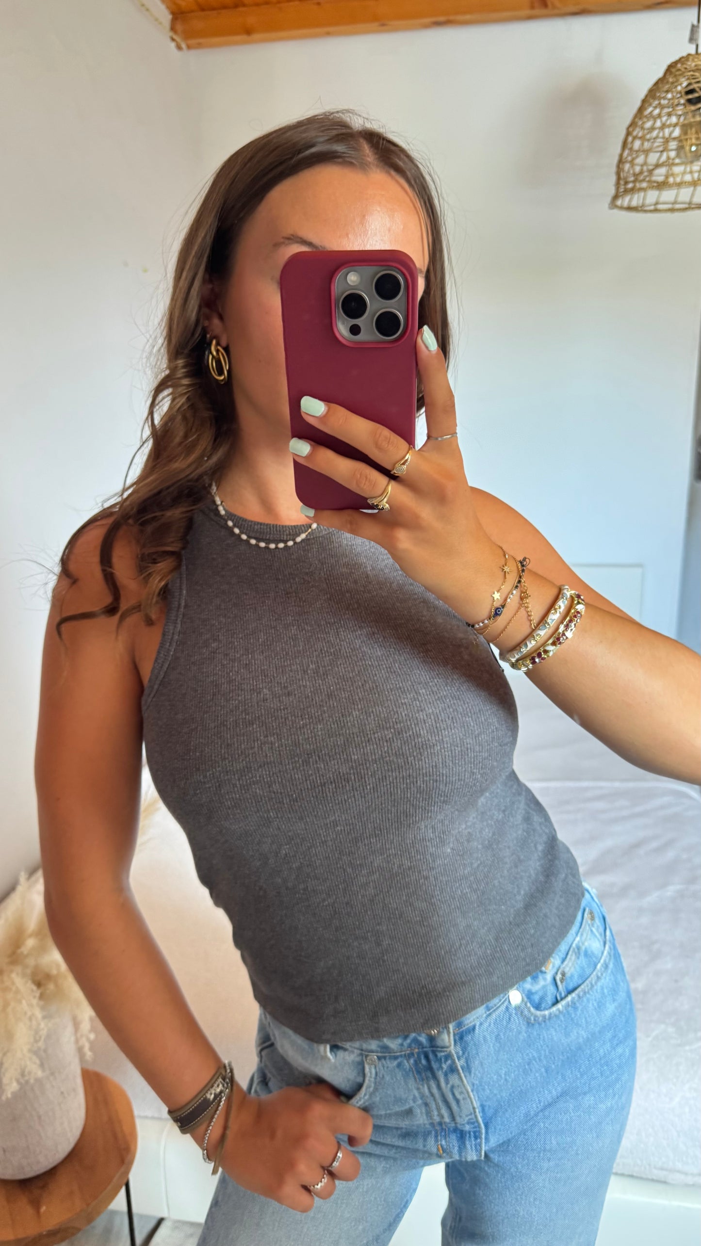 Débardeur gris brodé Sandro - XS