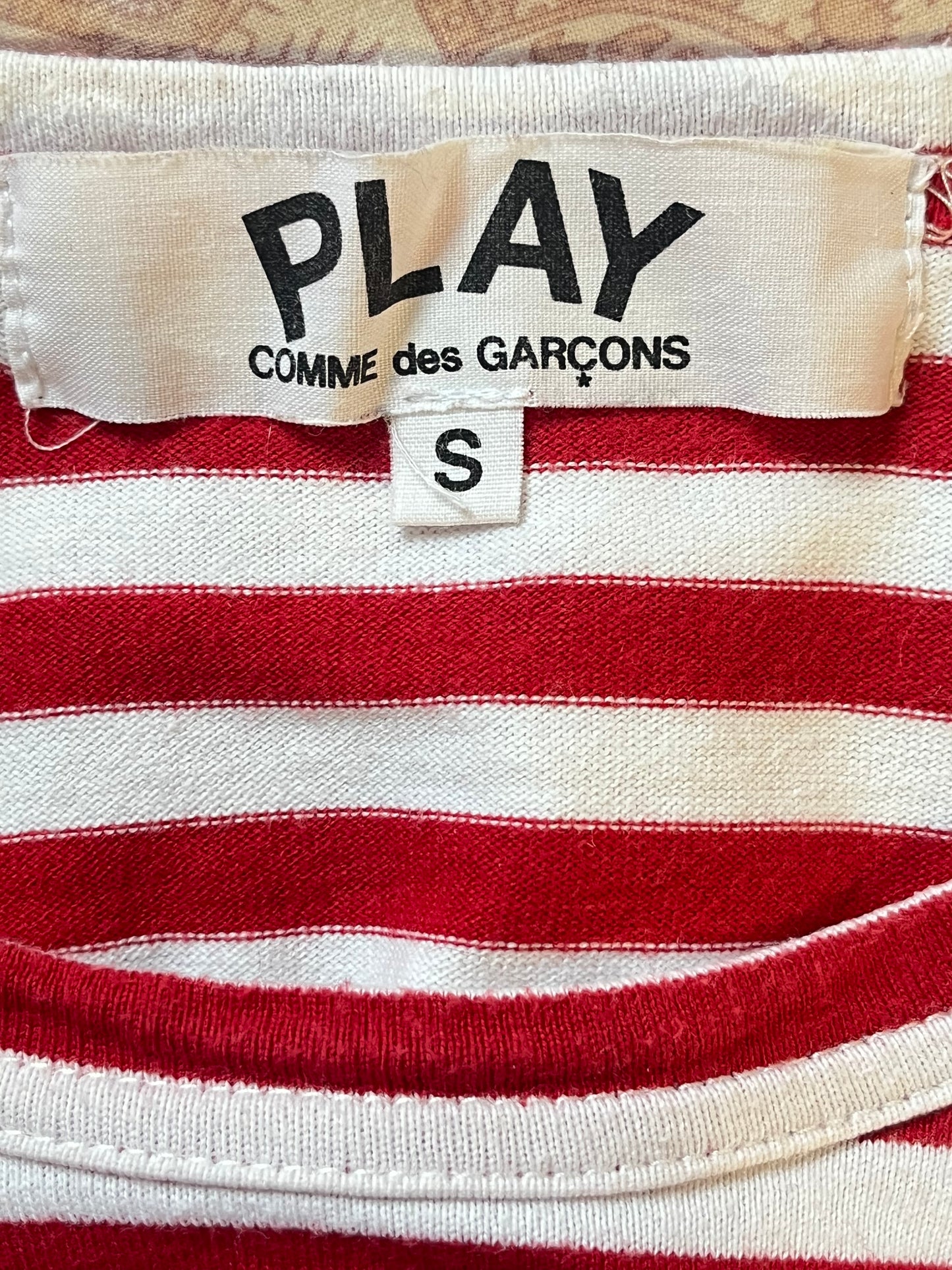 Pull col rond marinière rouge Comme des Garçons - XS