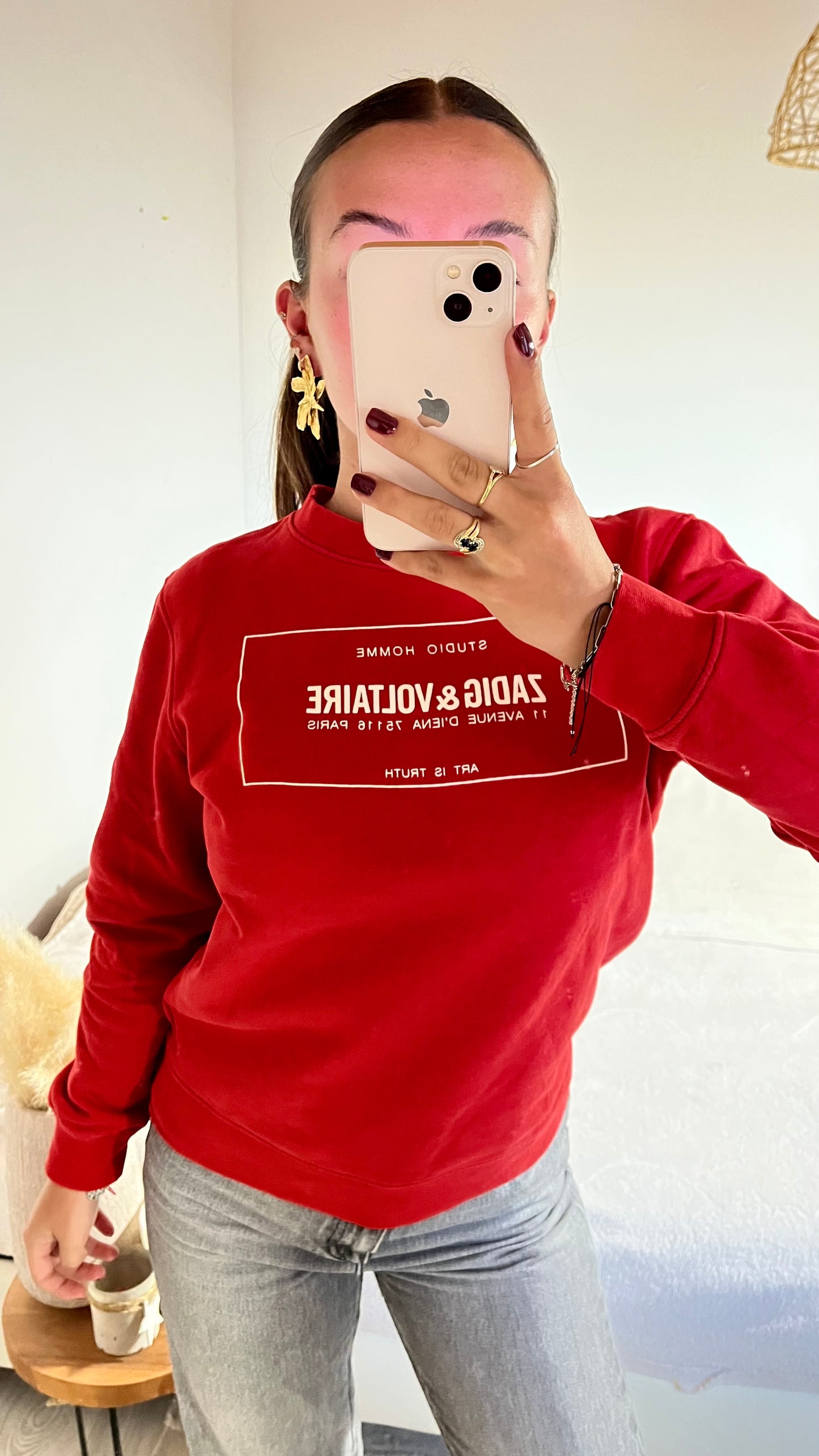 Sweat col rond rouge Zadig & Voltaire - S