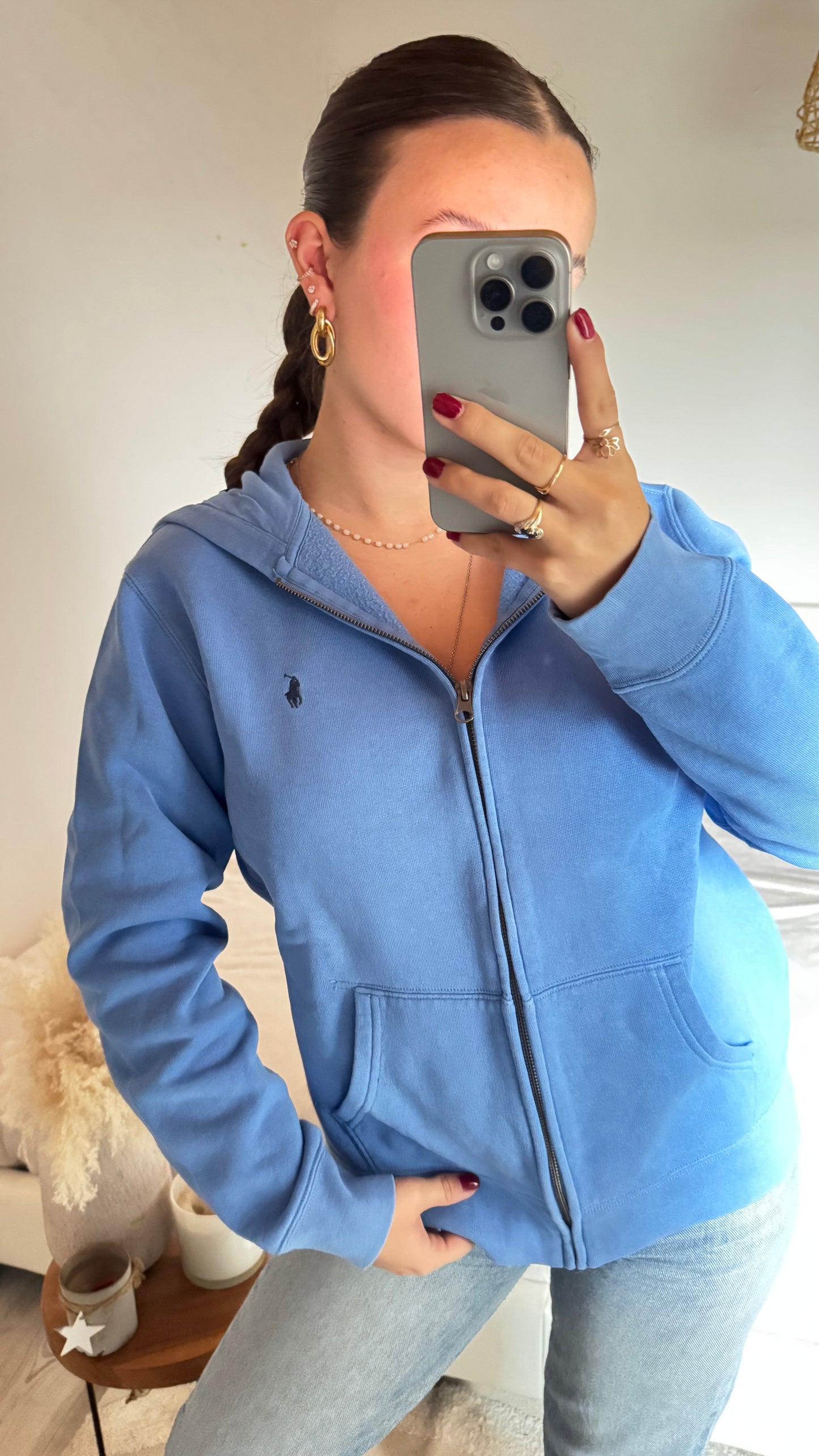 Veste a capuche baby blue Ralph Lauren - M
