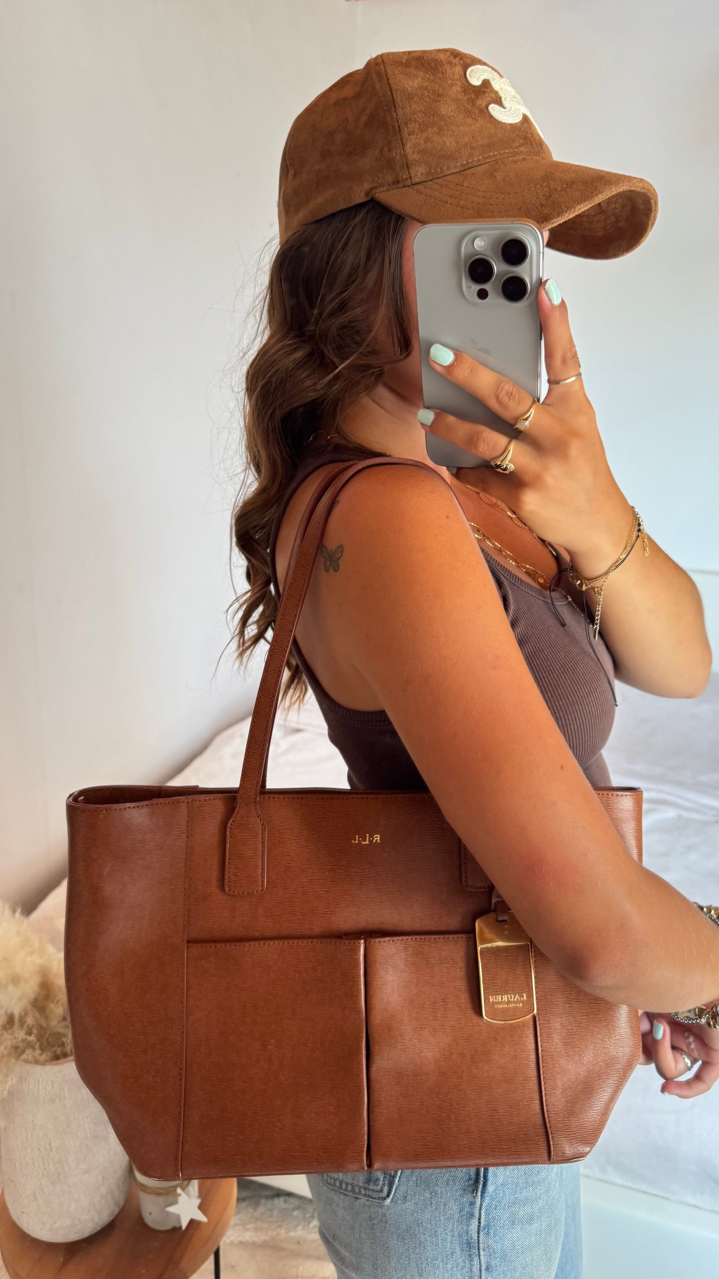 Sac en cuir marron Ralph Lauren