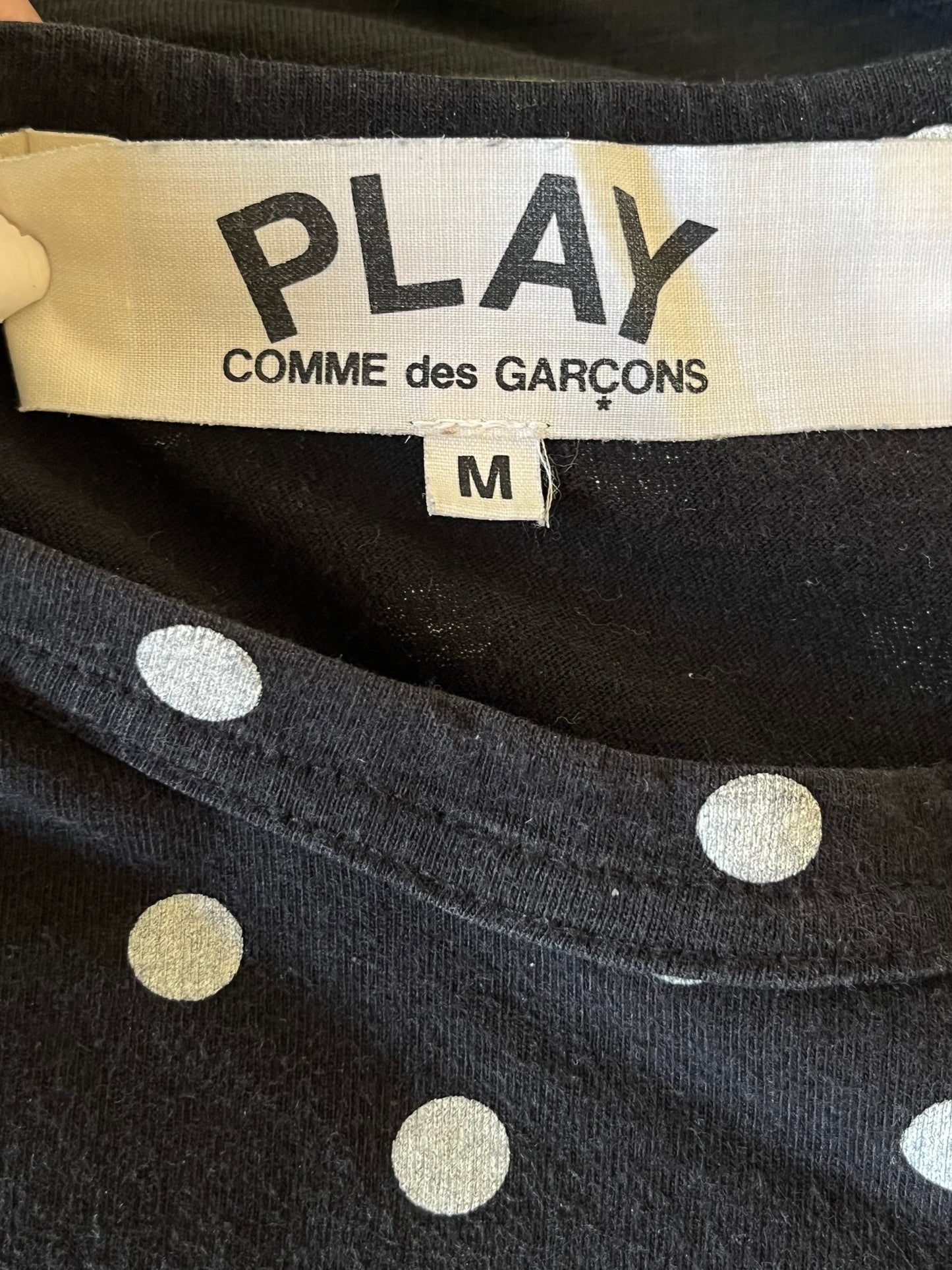 T-shirt manches longues noir à pois - L
