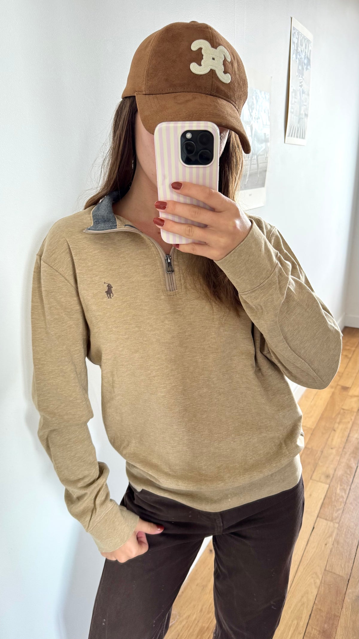 Pull demi-zip beige Ralph Lauren - S homme / M femme