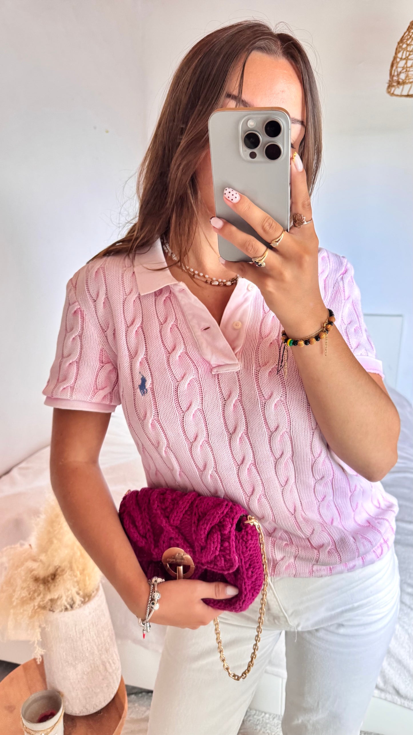Polo rose torsadé Ralph Lauren - L