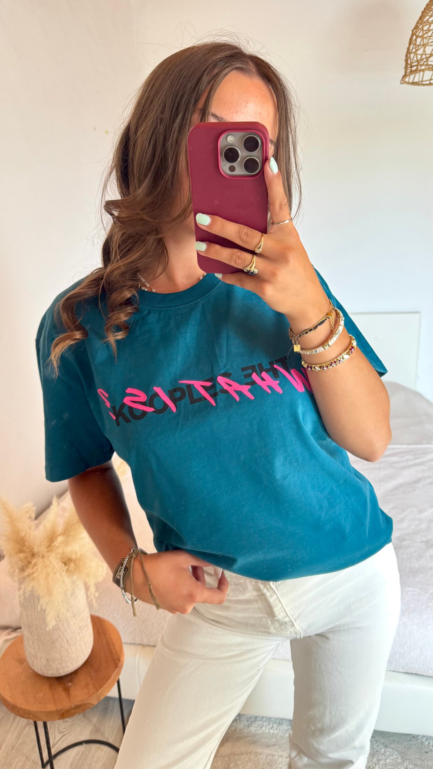 T-shirt vert et rose The Kooples - M