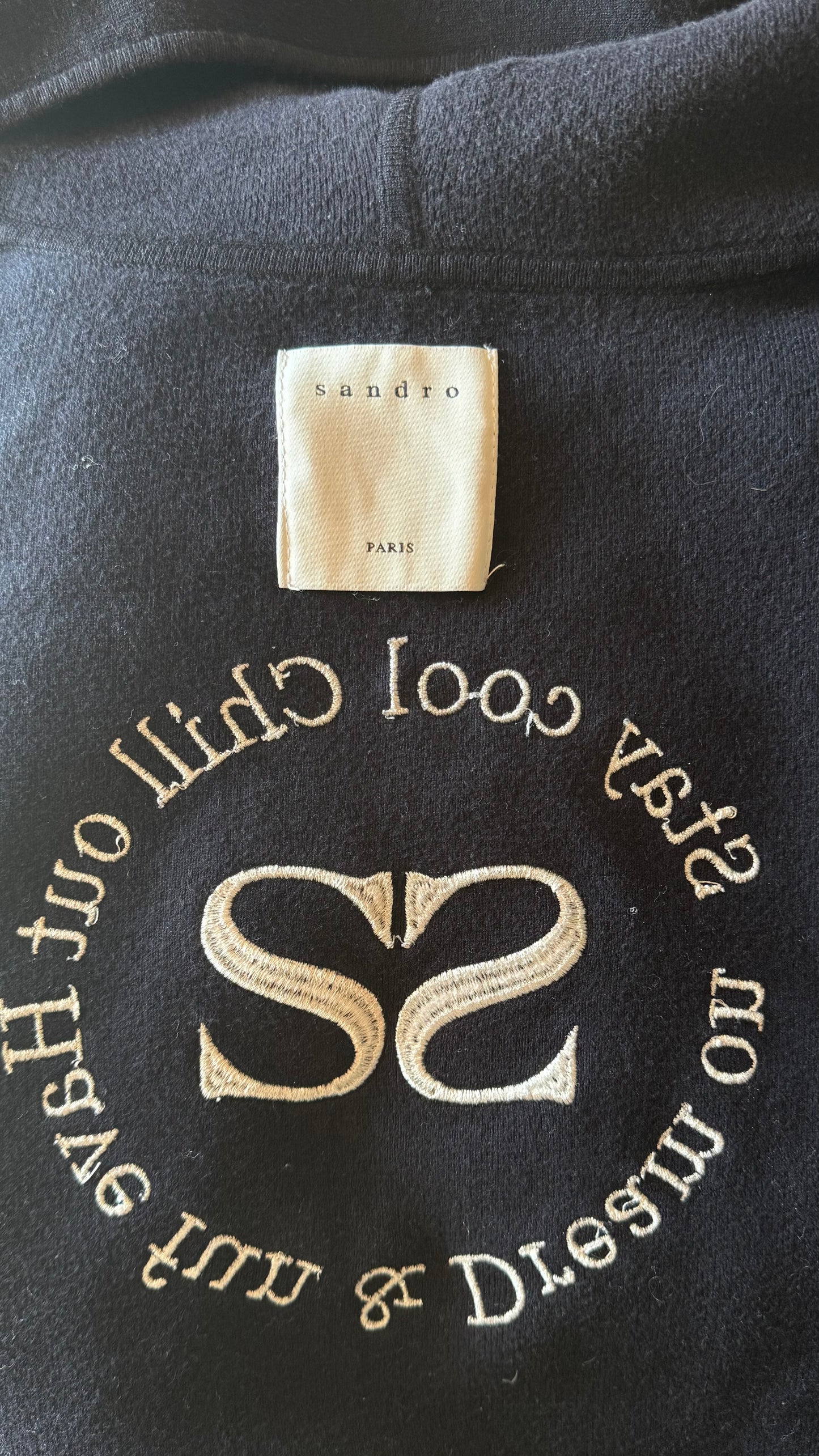 Veste à capuche noire brodée Sandro - S