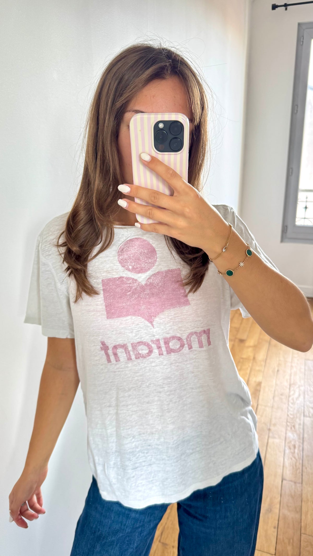 T-shirt en lin rose irisé Isabel Marant - S