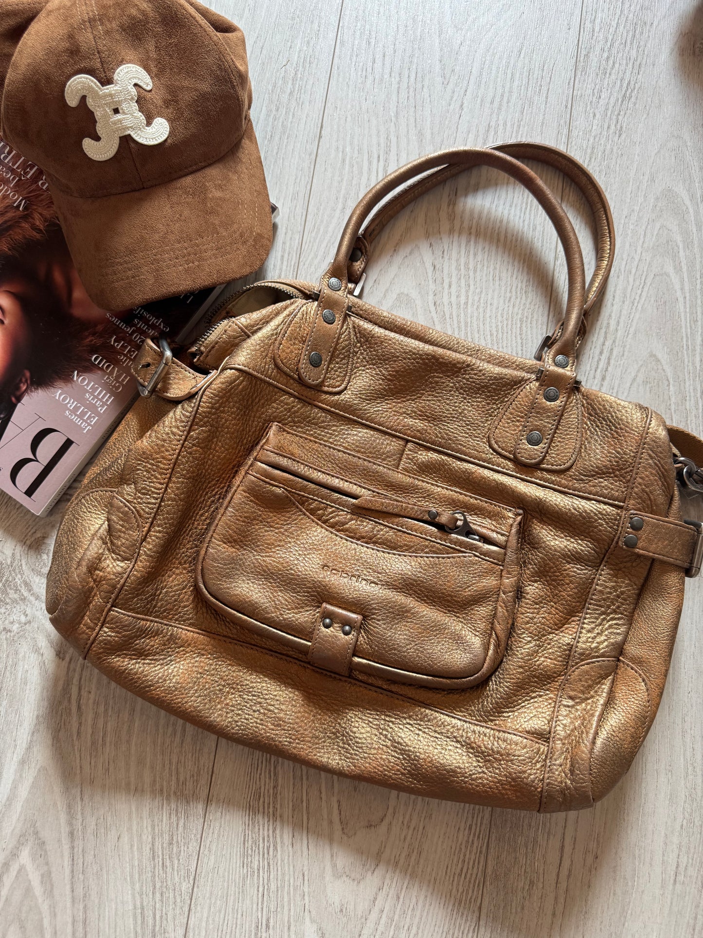 Sac doré en cuir de vachette Sabrina