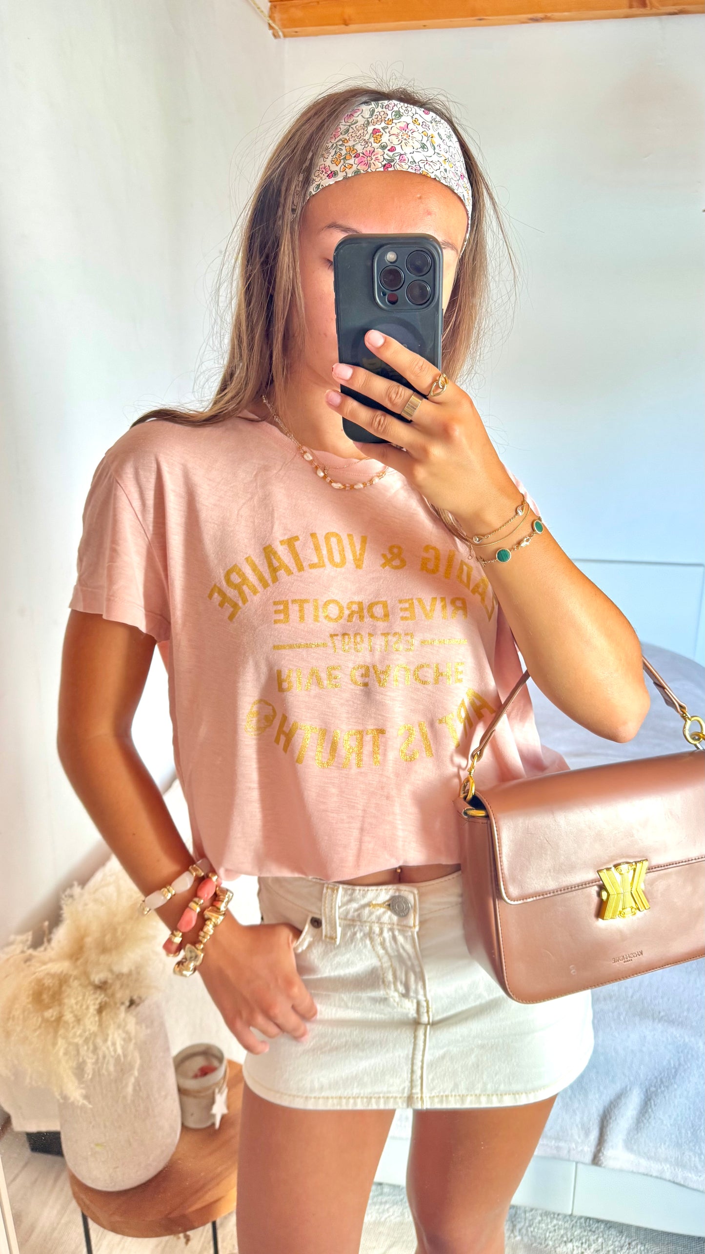 T-shirt rose et doré Zadig & Voltaire - L