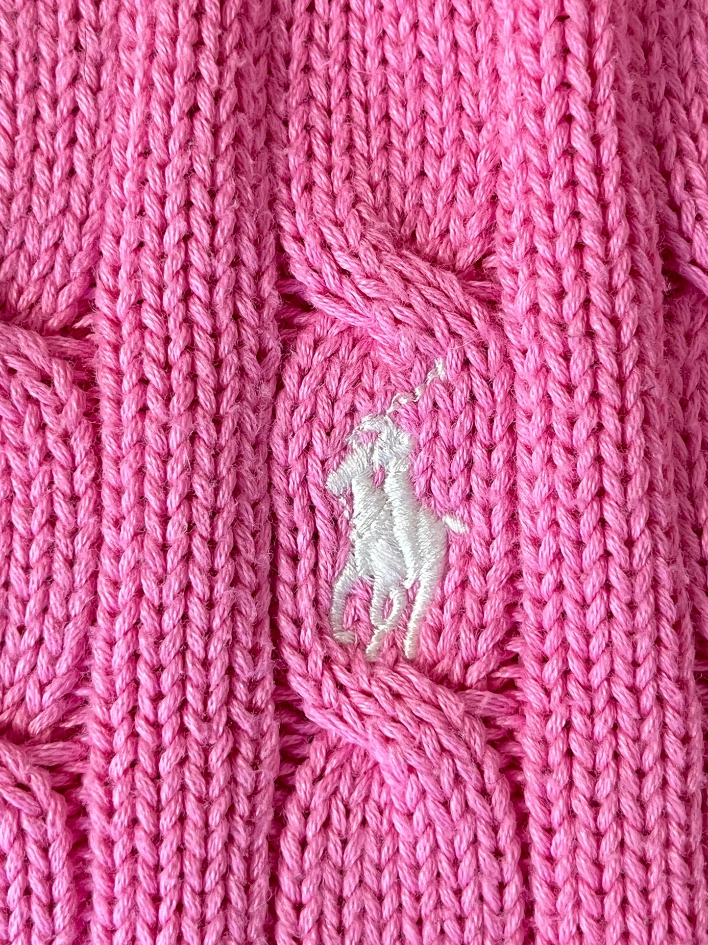 Pull col V torsadé rose Ralph Lauren - L