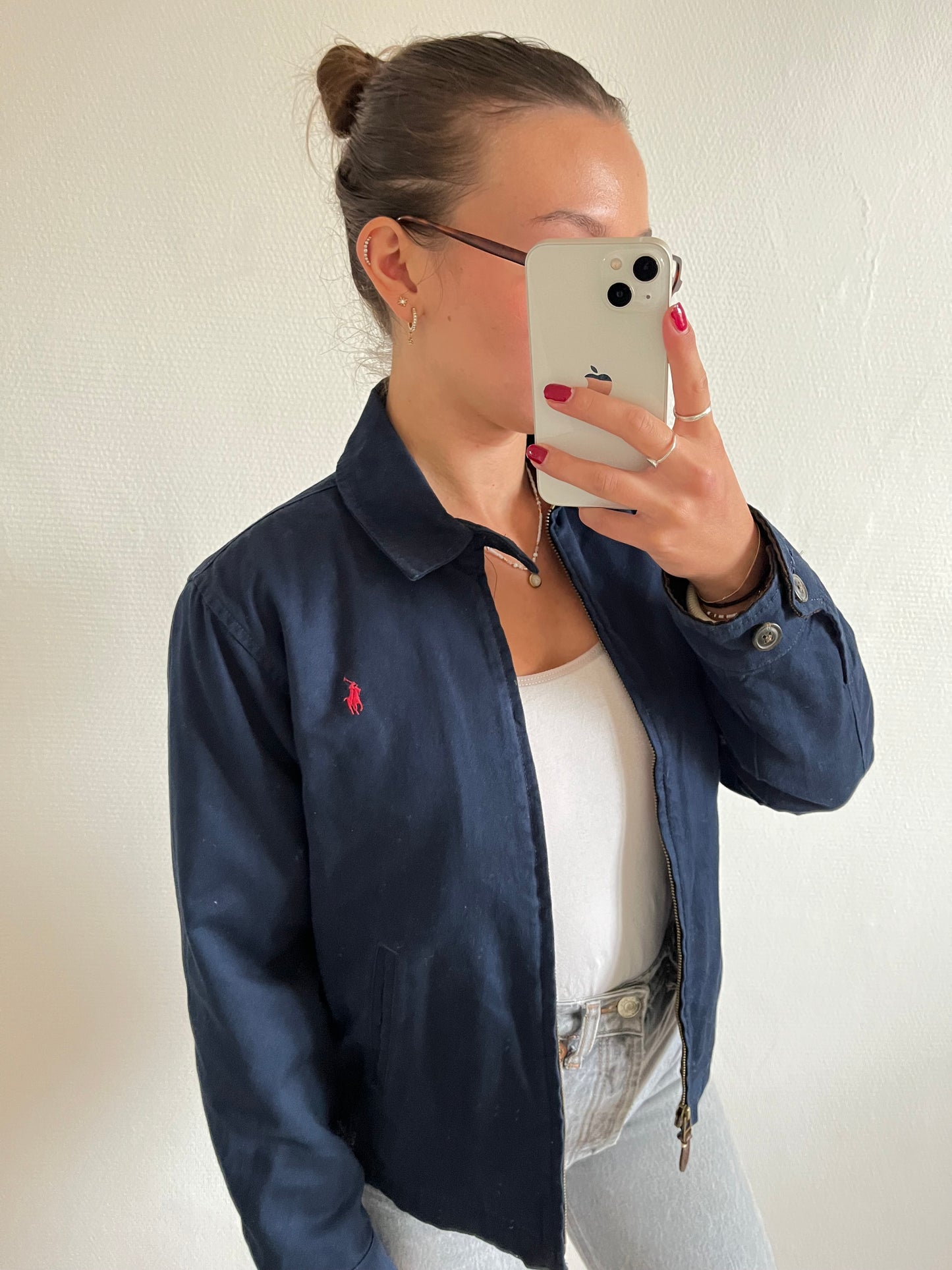 Veste en toile de coton marine - S