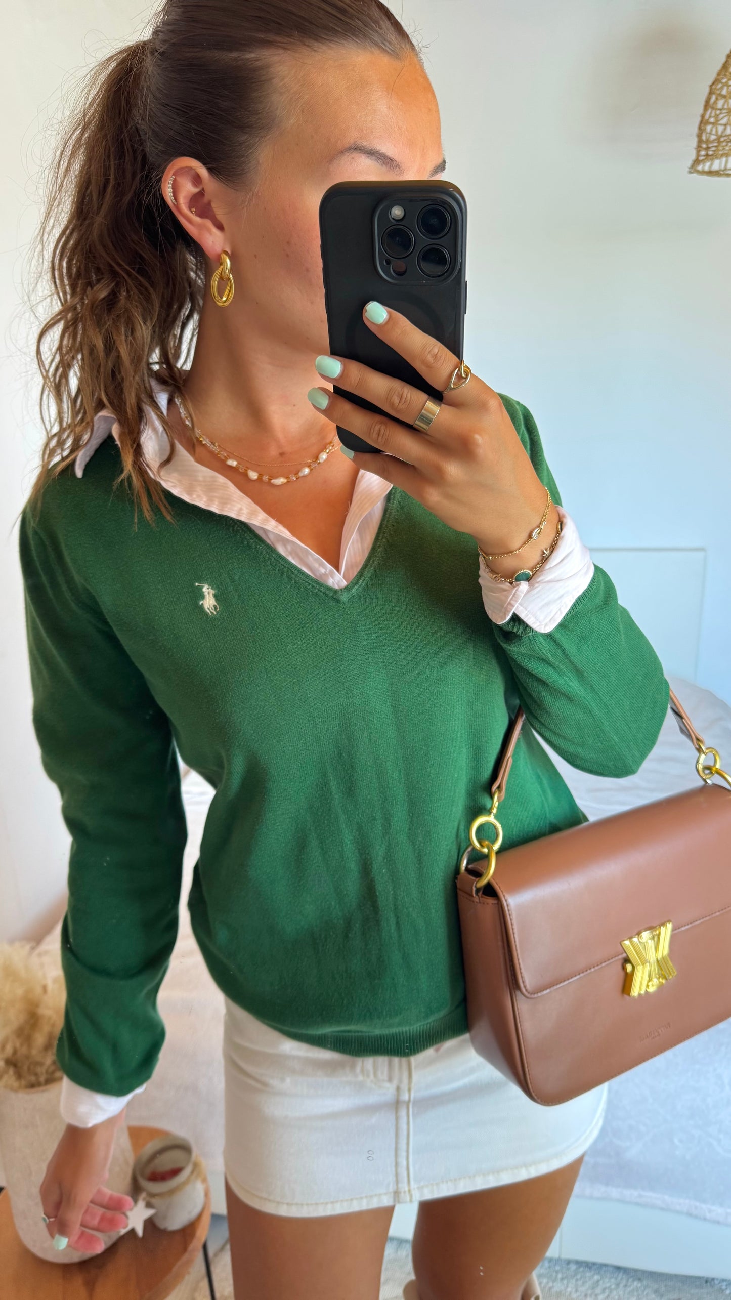 Pull col V vert sapin Ralph Lauren - L