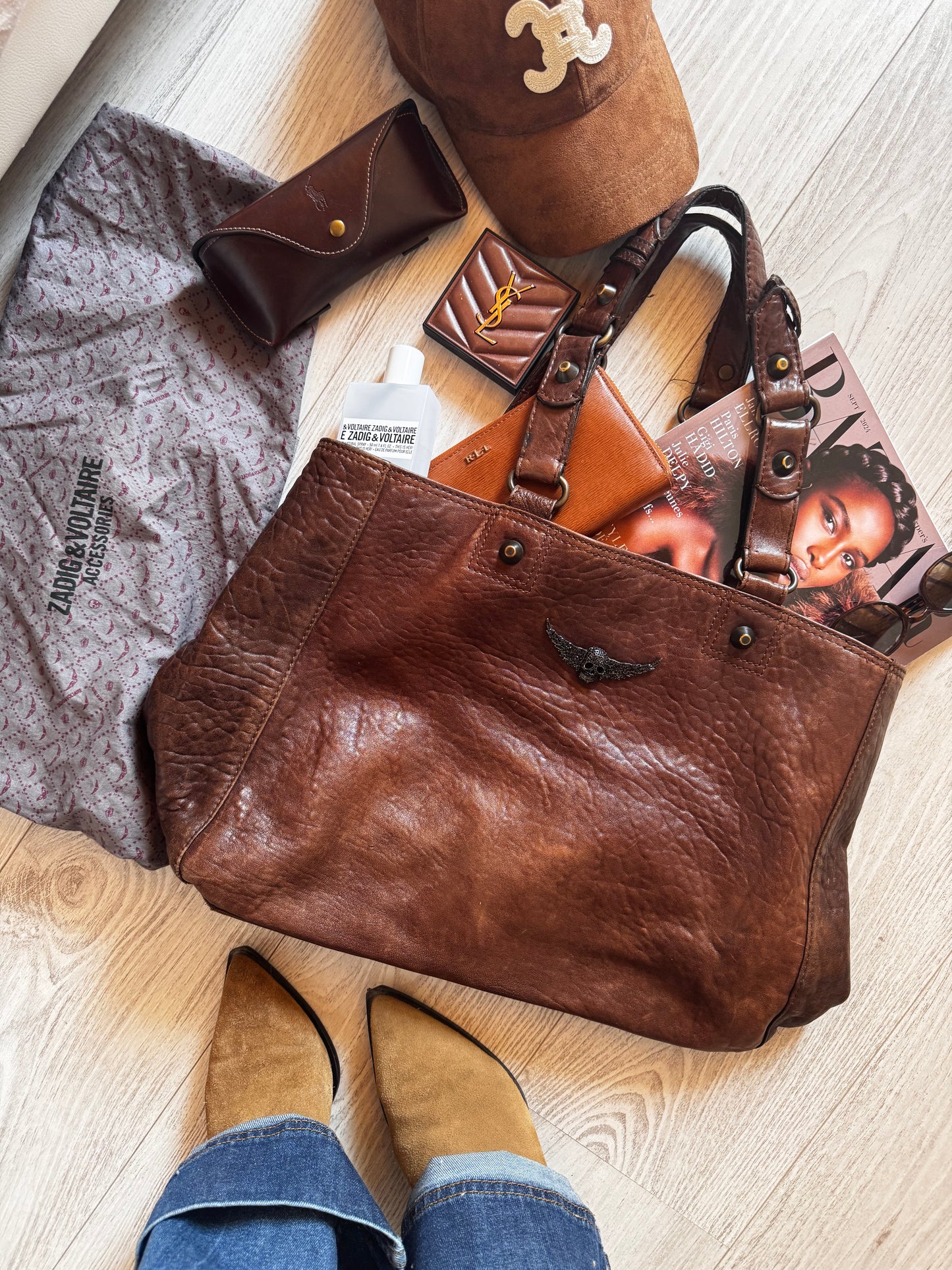 Grand sac en cuir marron Zadig & Voltaire