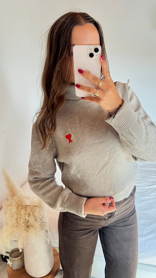 Pull beige laine de mérinos Ami Paris - S