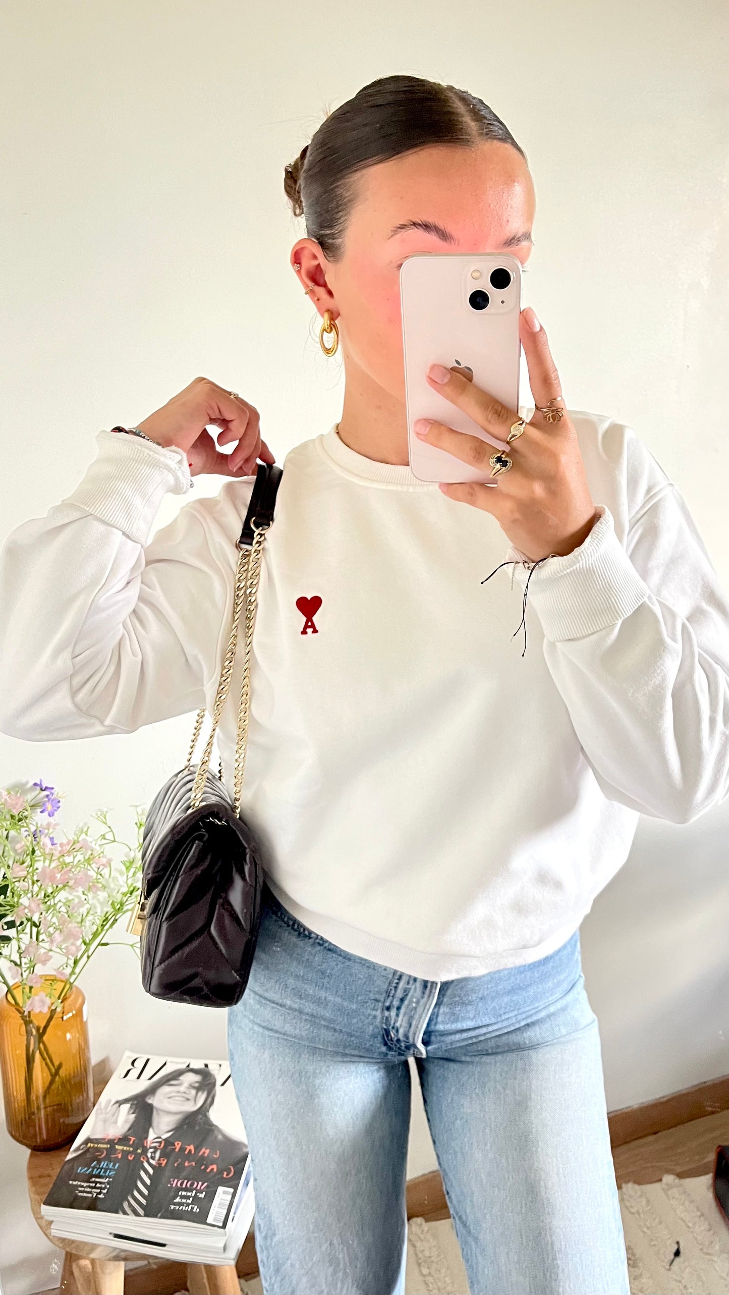 Sweat col rond blanc Ami Paris - M