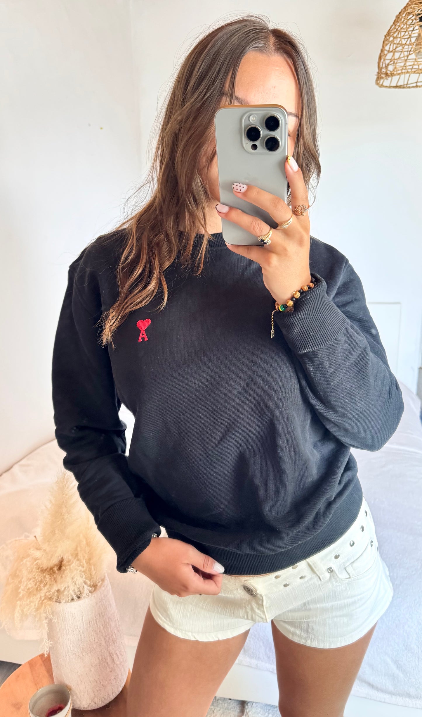 Sweat col rond noir Ami Paris - S