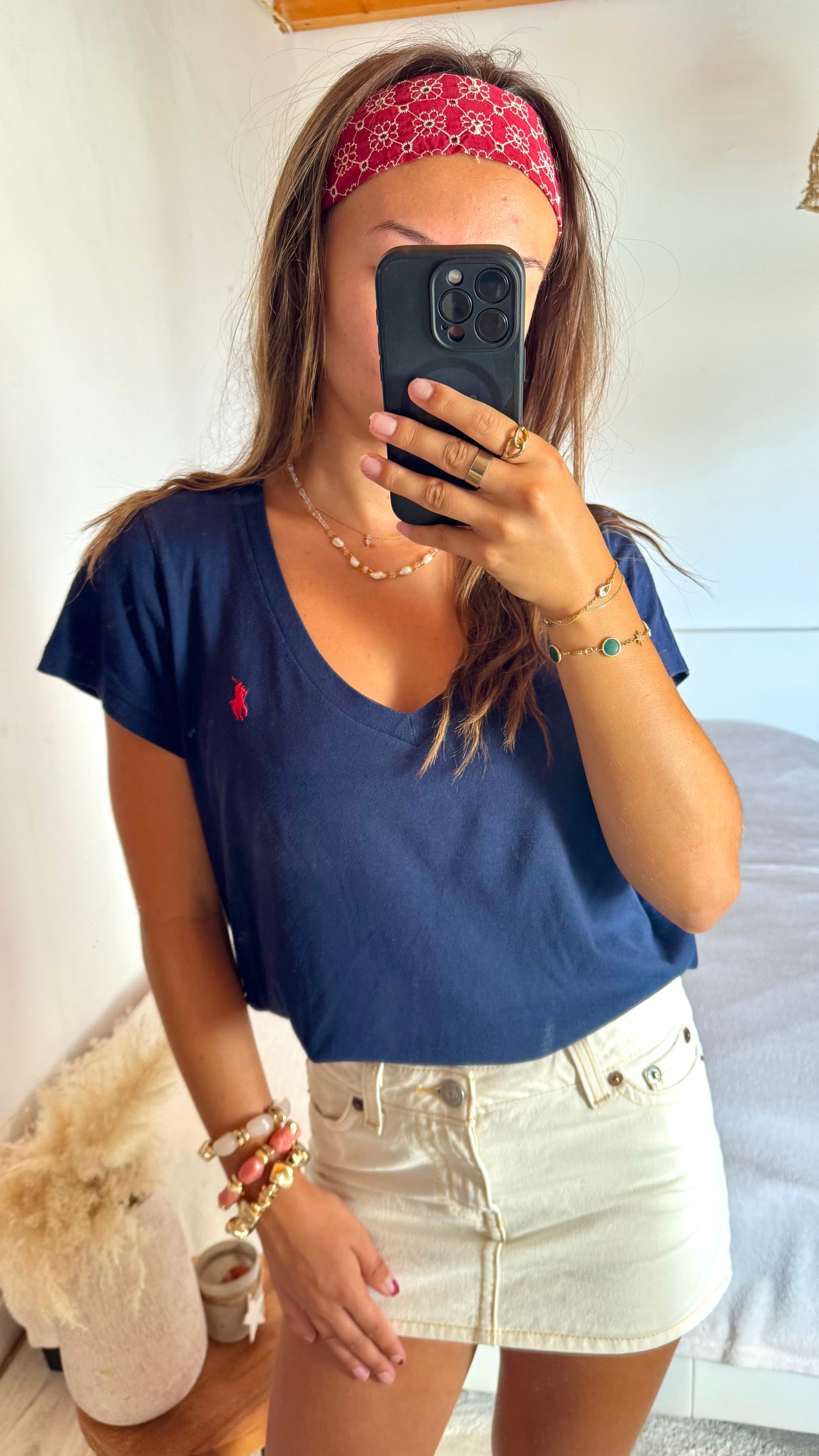 T-shirt marine col V Ralph Lauren - M