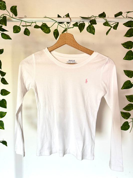 Pull col rond blanc Ralph Lauren - 8/10 ans
