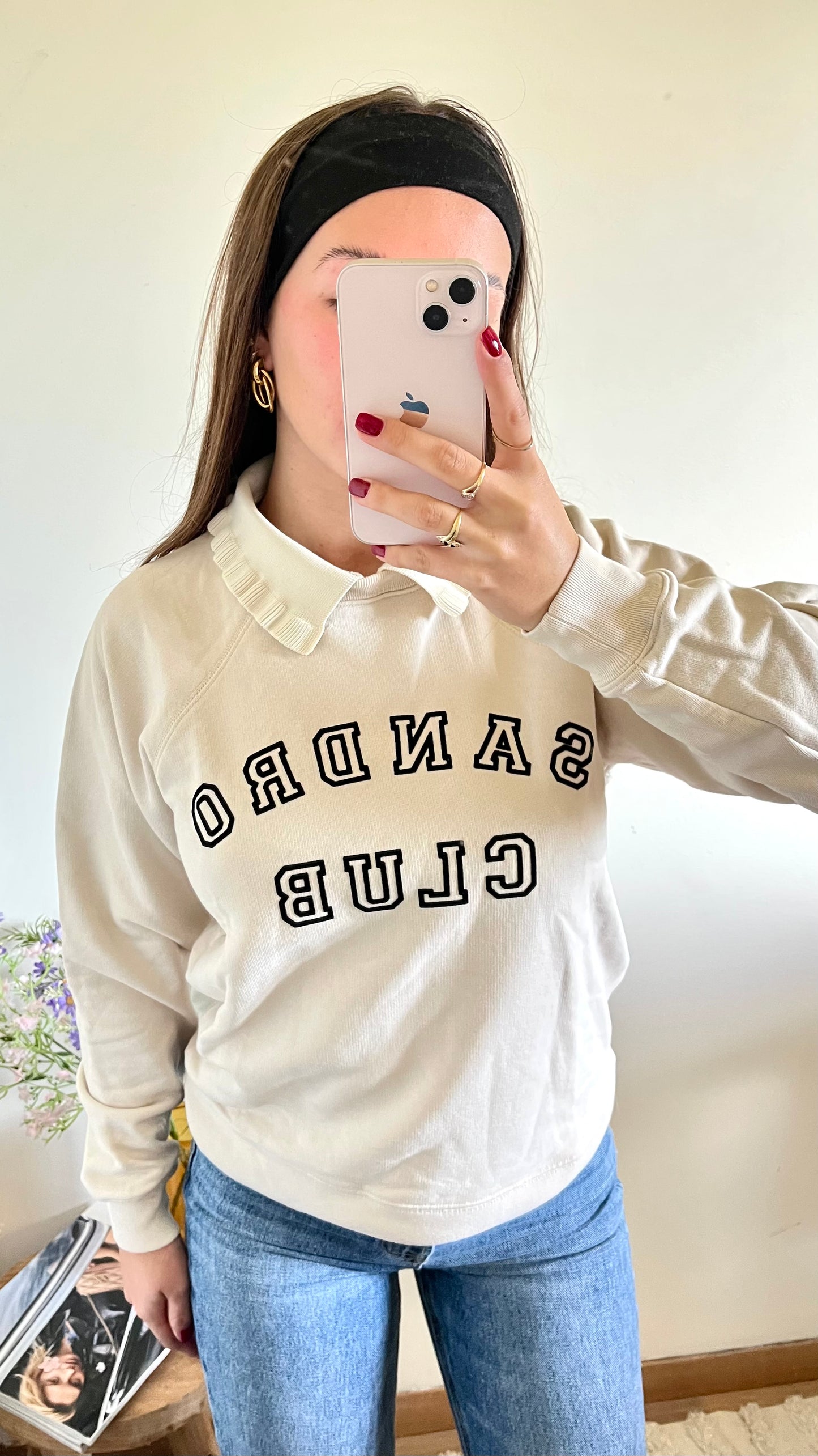 Sweat col rond blanc Sandro - S