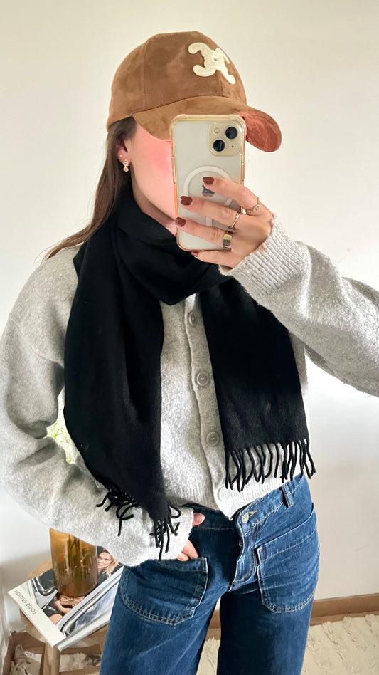 Écharpe en laine noire Ralph Lauren