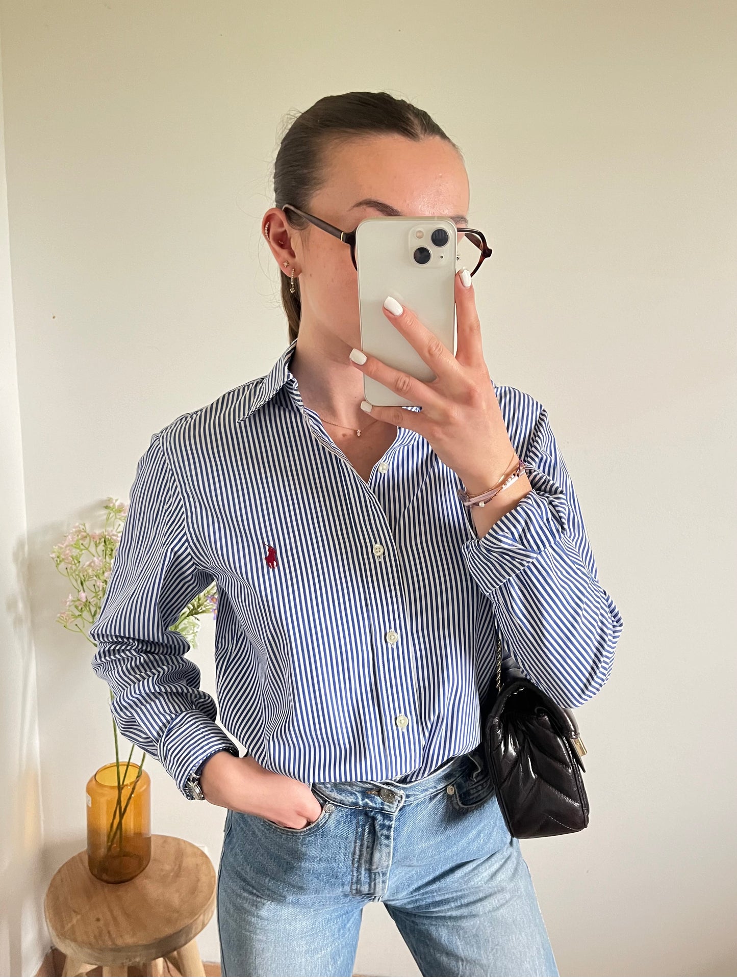 Chemise rayée bleue Ralph Lauren - M
