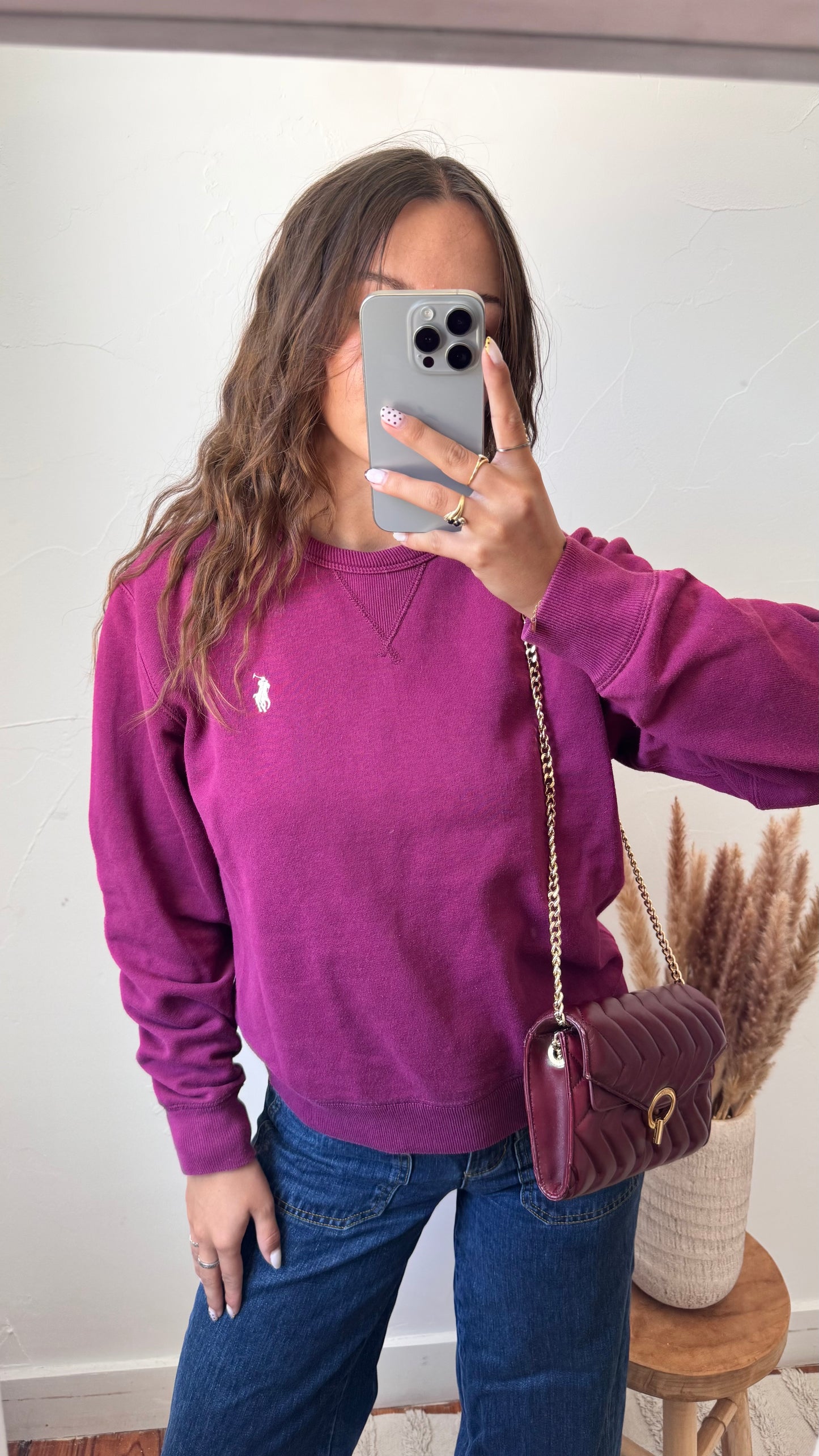 Sweat col rond prune Ralph Lauren - M