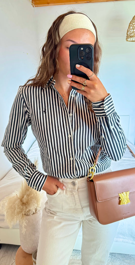 Chemise rayée noire Ralph Lauren - XS/S