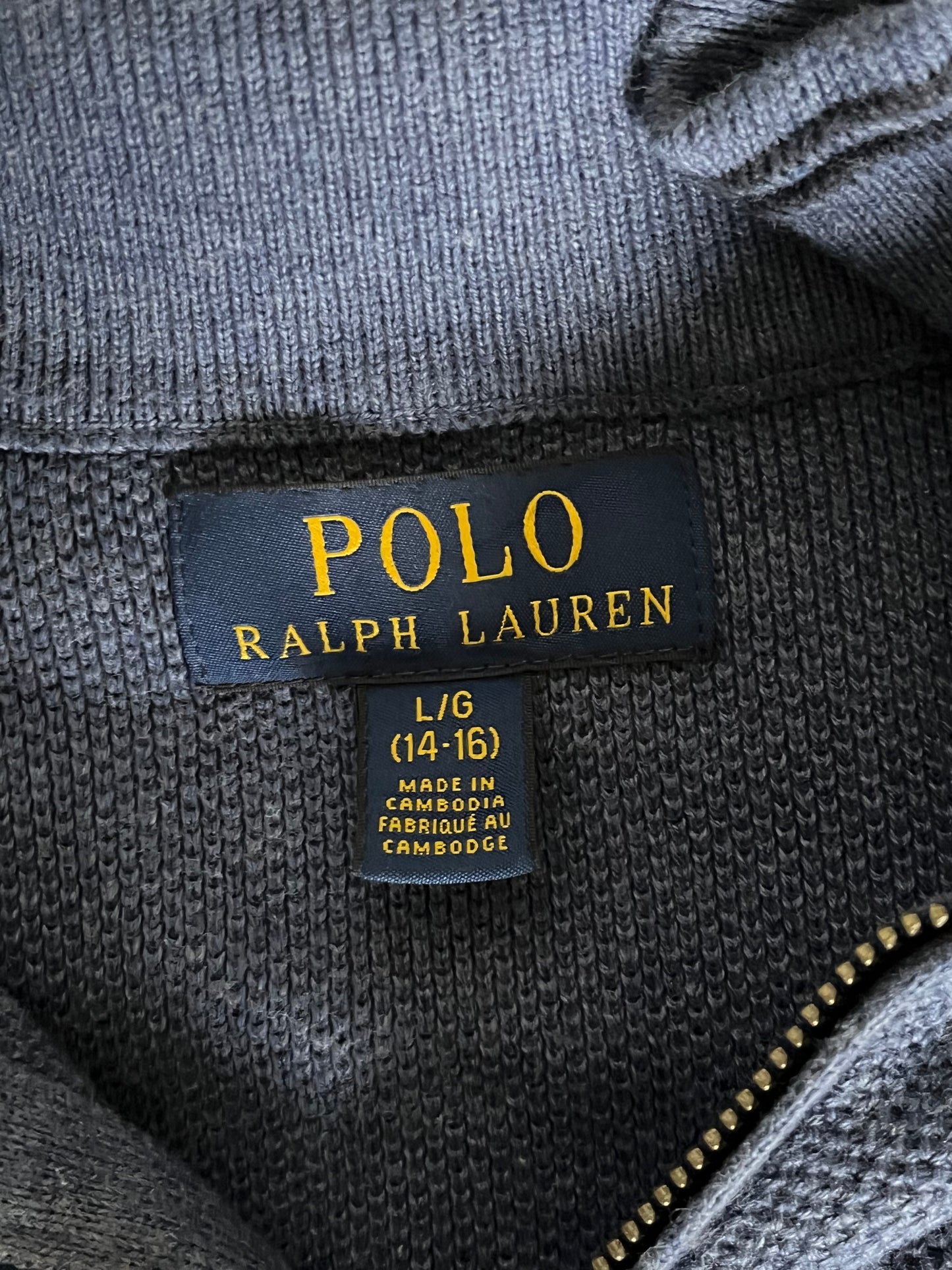 Pull demi-zippé Ralph Lauren bleu pastel - XS