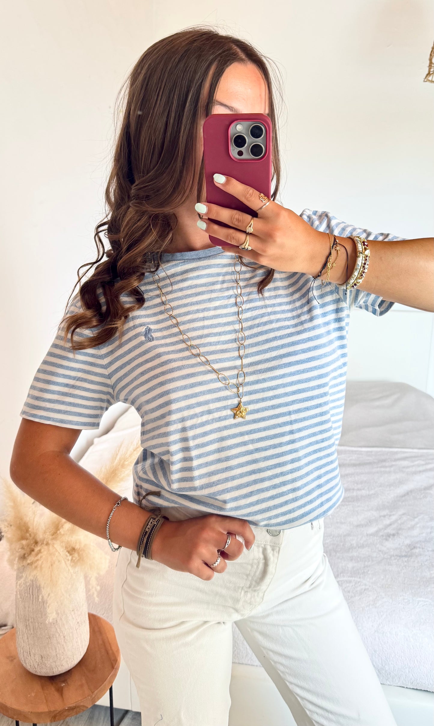 T-shirt marinière bleu pastel Ralph Lauren - S homme / M femme