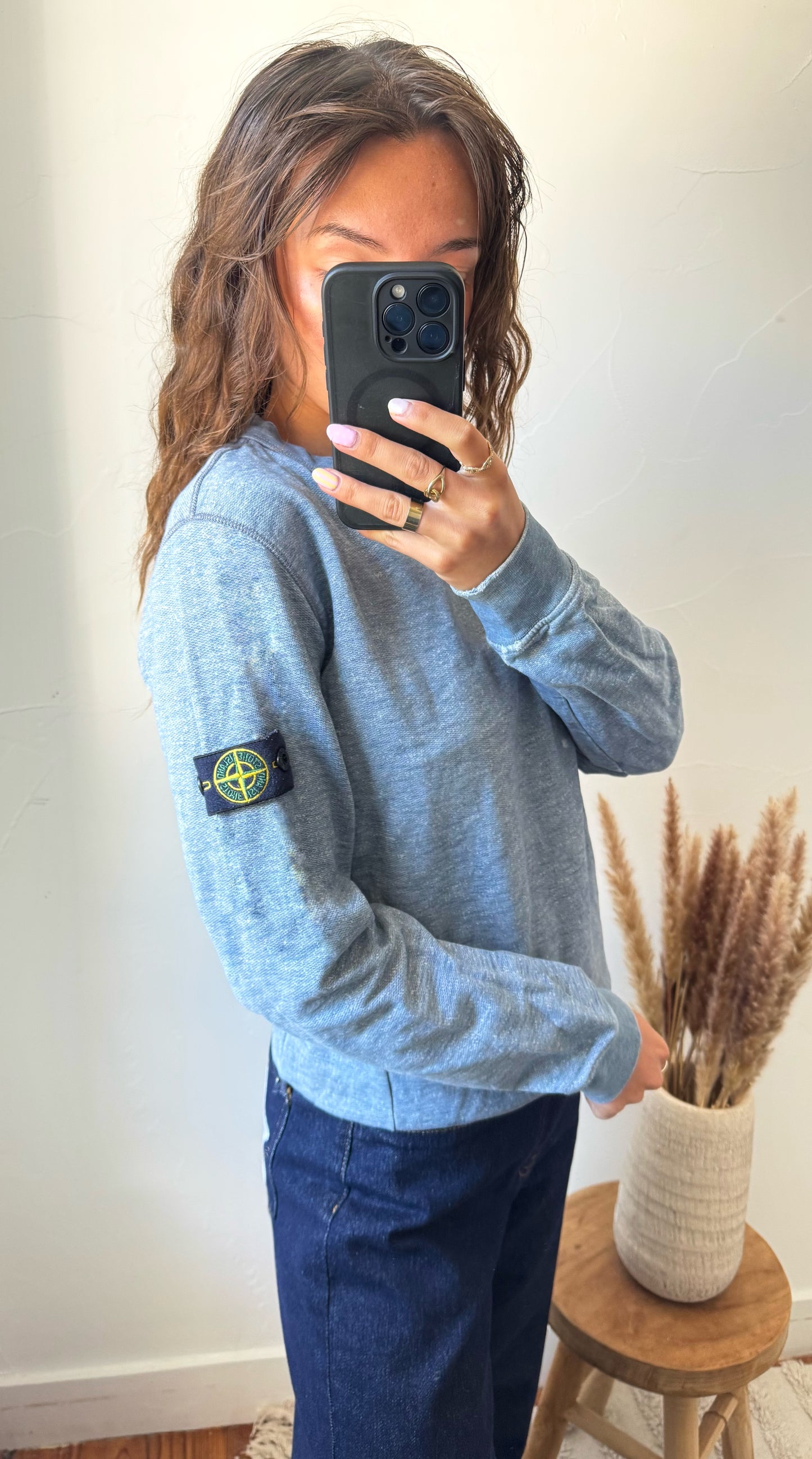 Pull Stone Island gris chiné - S