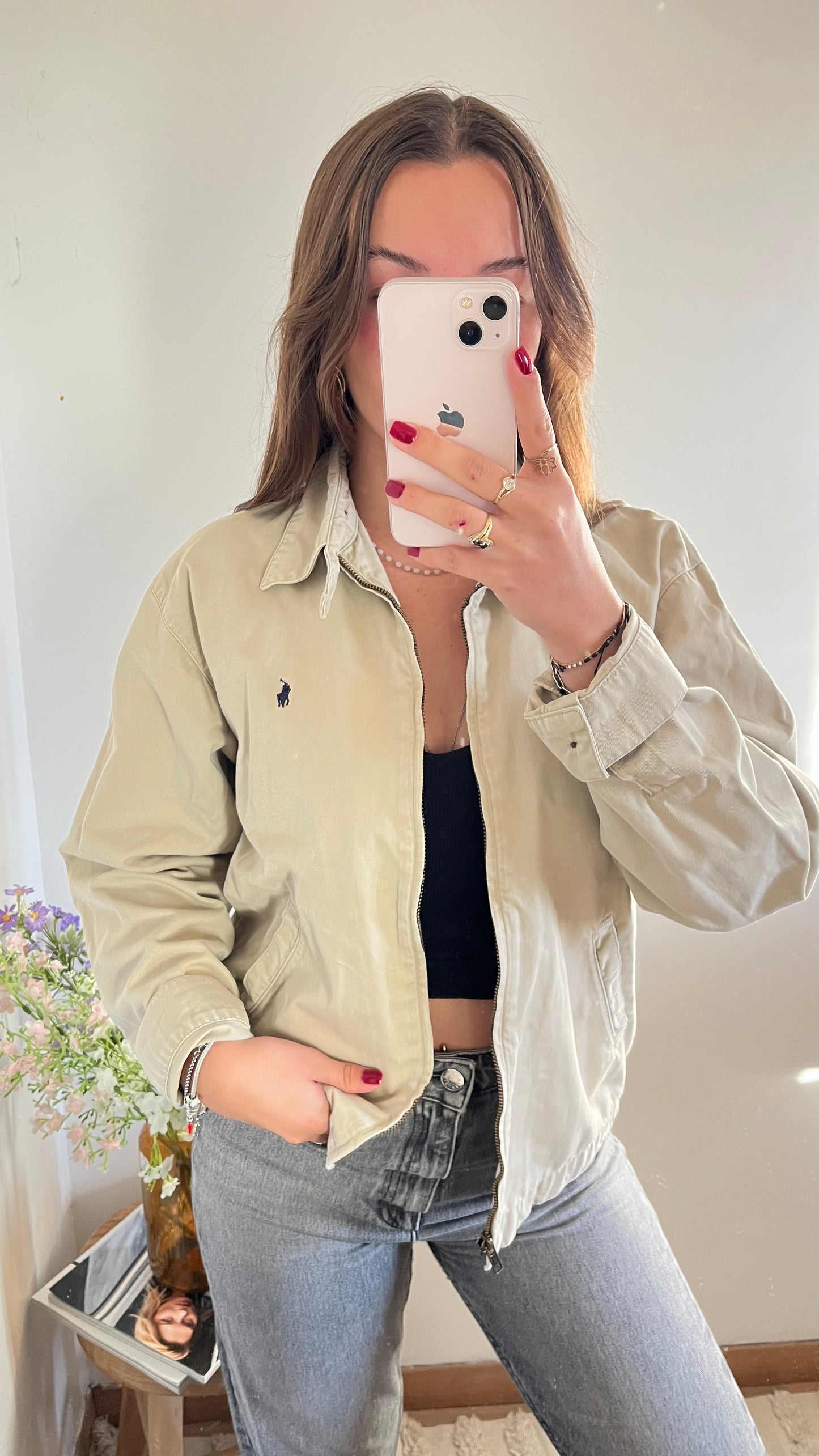 Veste en toile de coton beige Ralph Lauren - M