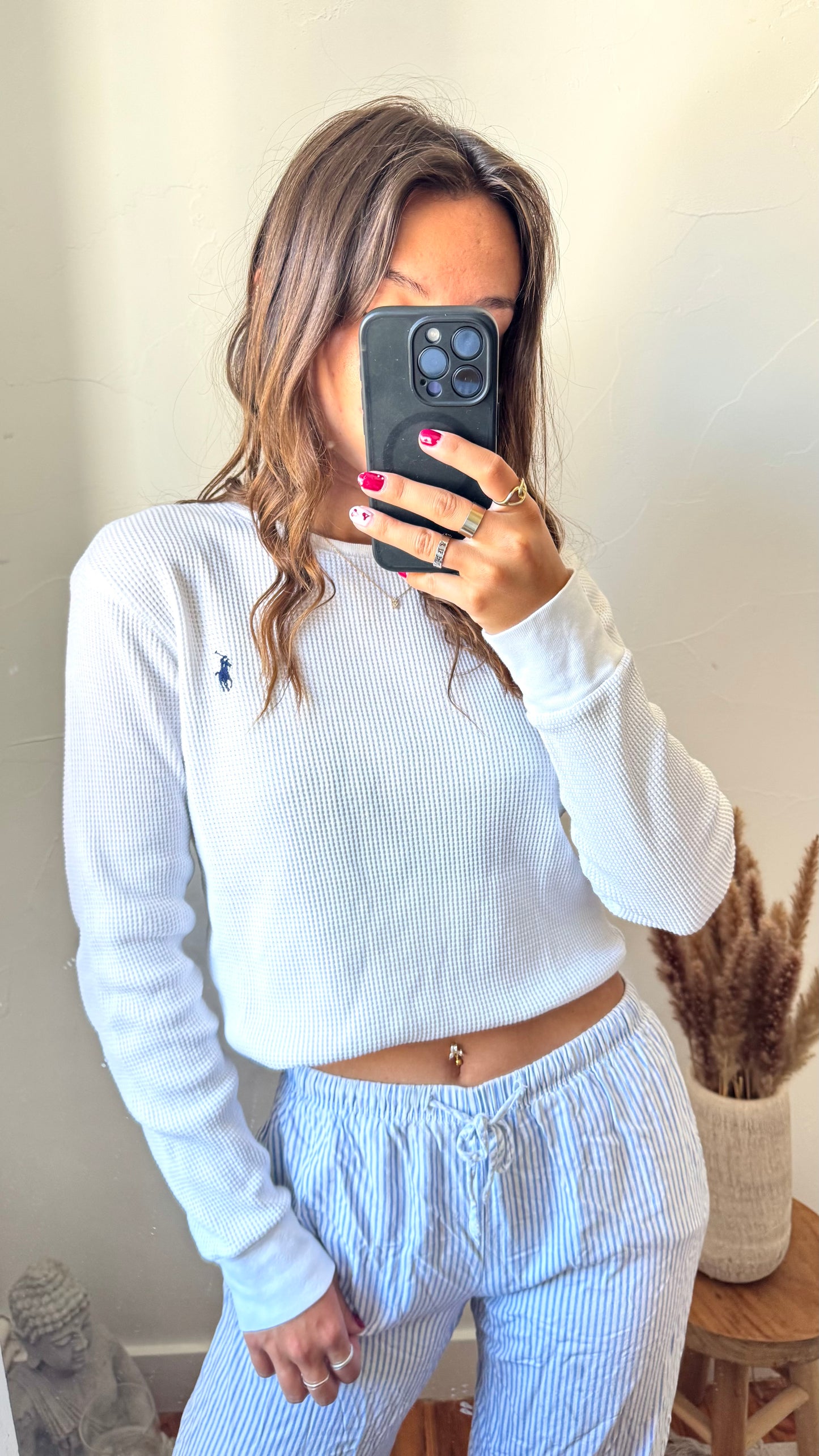 Pull col rond blanc Ralph Lauren - S