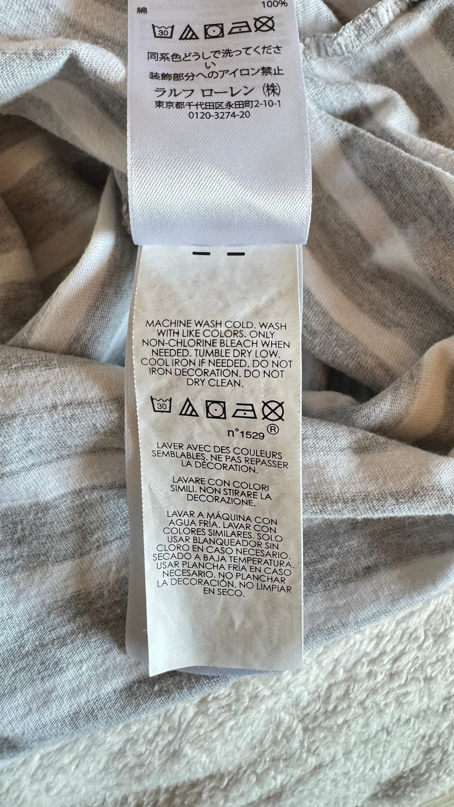T-shirt marinière gris Ralph Lauren - XS