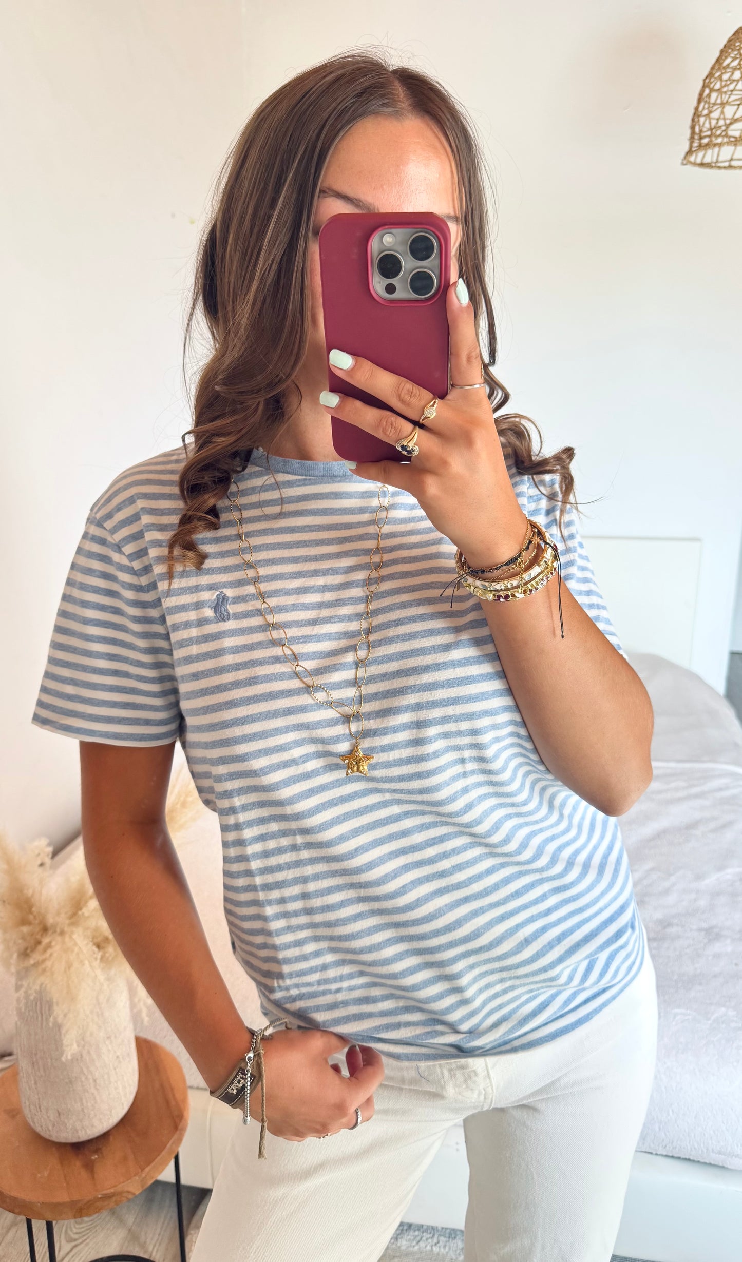 T-shirt marinière bleu pastel Ralph Lauren - S homme / M femme