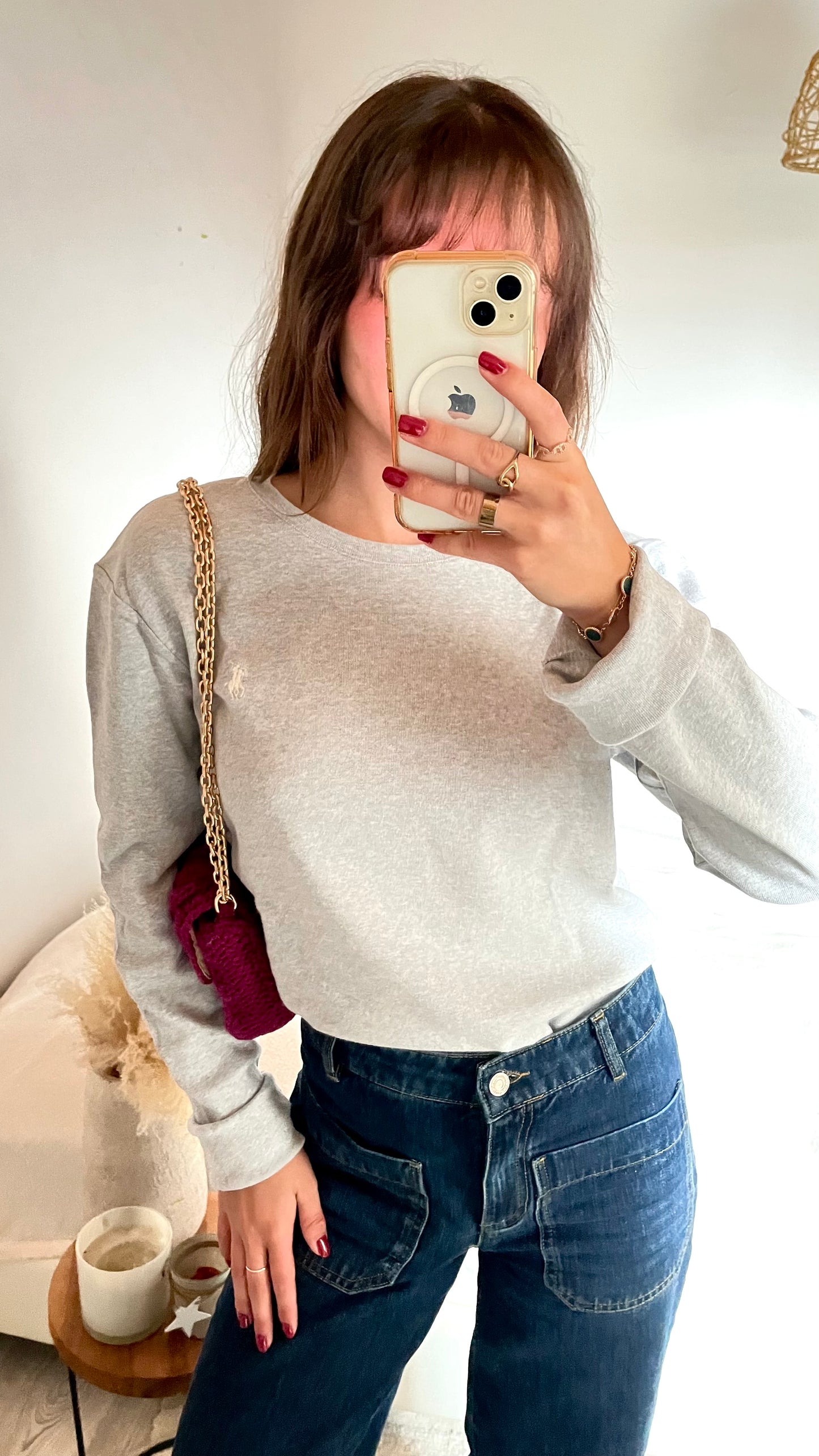 Pull col rond gris Ralph Lauren - XL