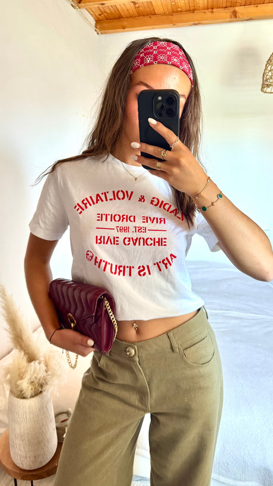 T-shirt blanc et rouge Zadig & Voltaire - S